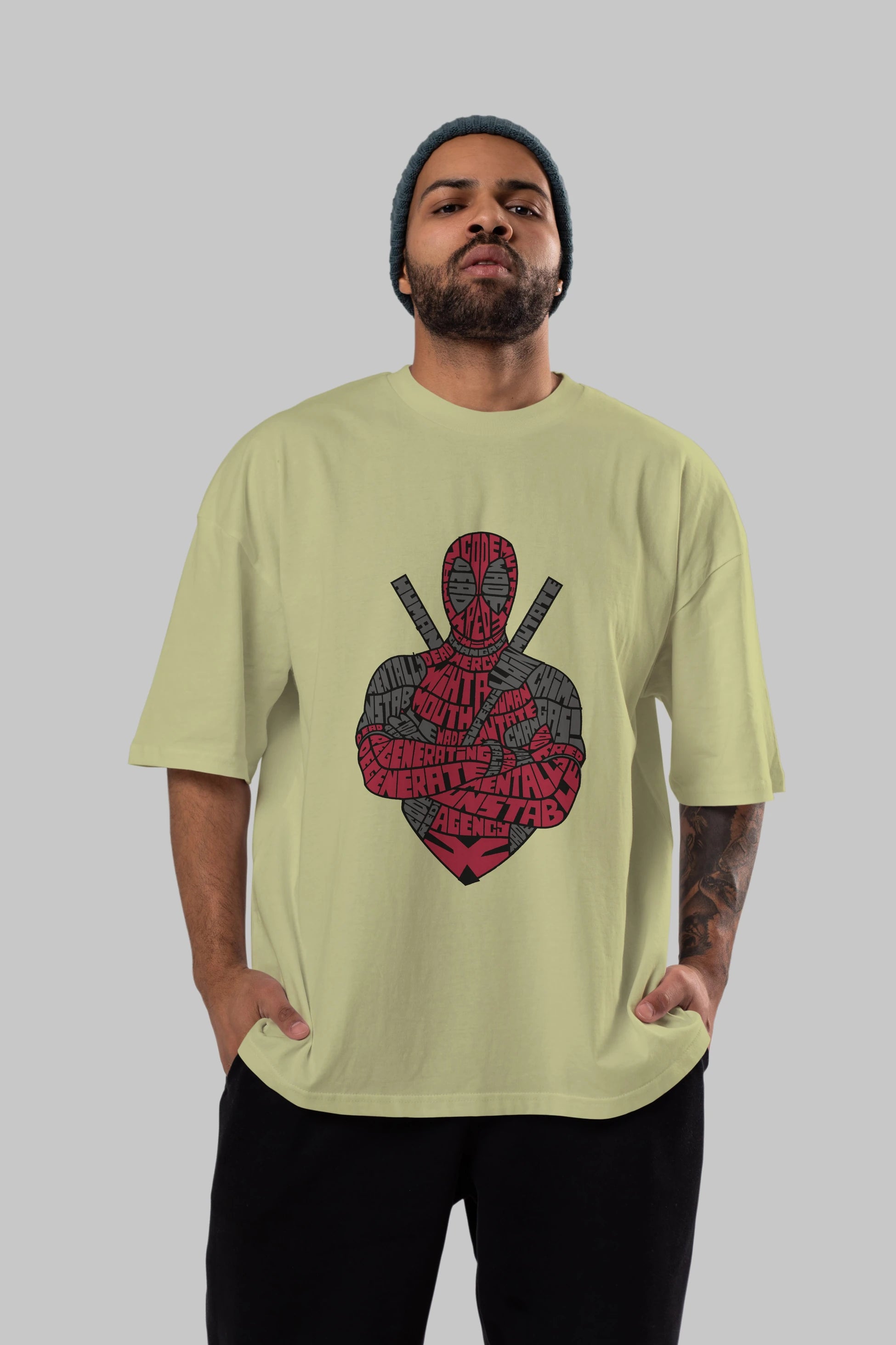 Dead Red Ön Baskılı Oversize t-shirt %100 pamuk Erkek Kadın Unisex