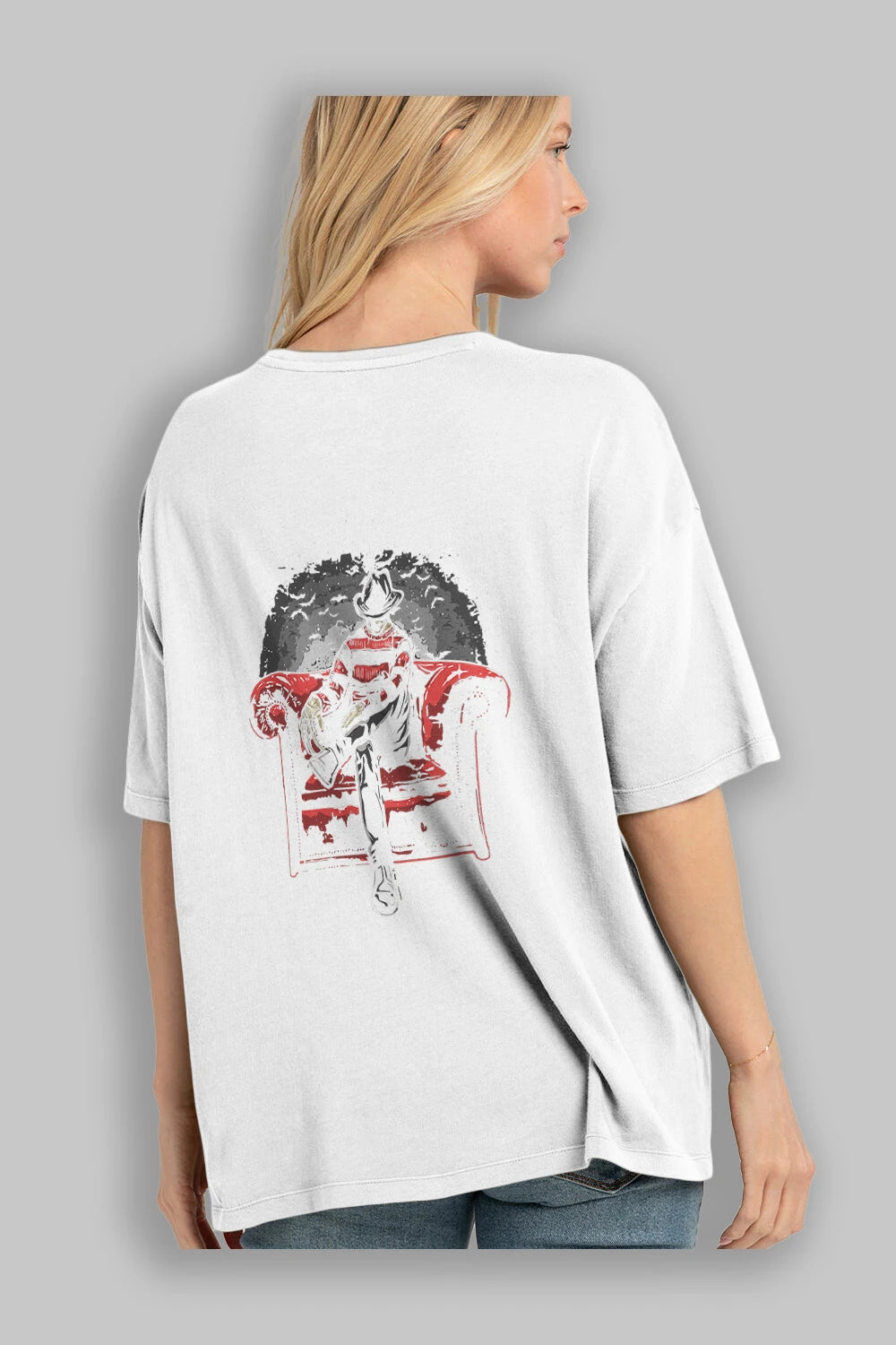 Nightmare Side Arka Baskılı Oversize t-shirt Erkek Kadın Unisex %100 Pamuk