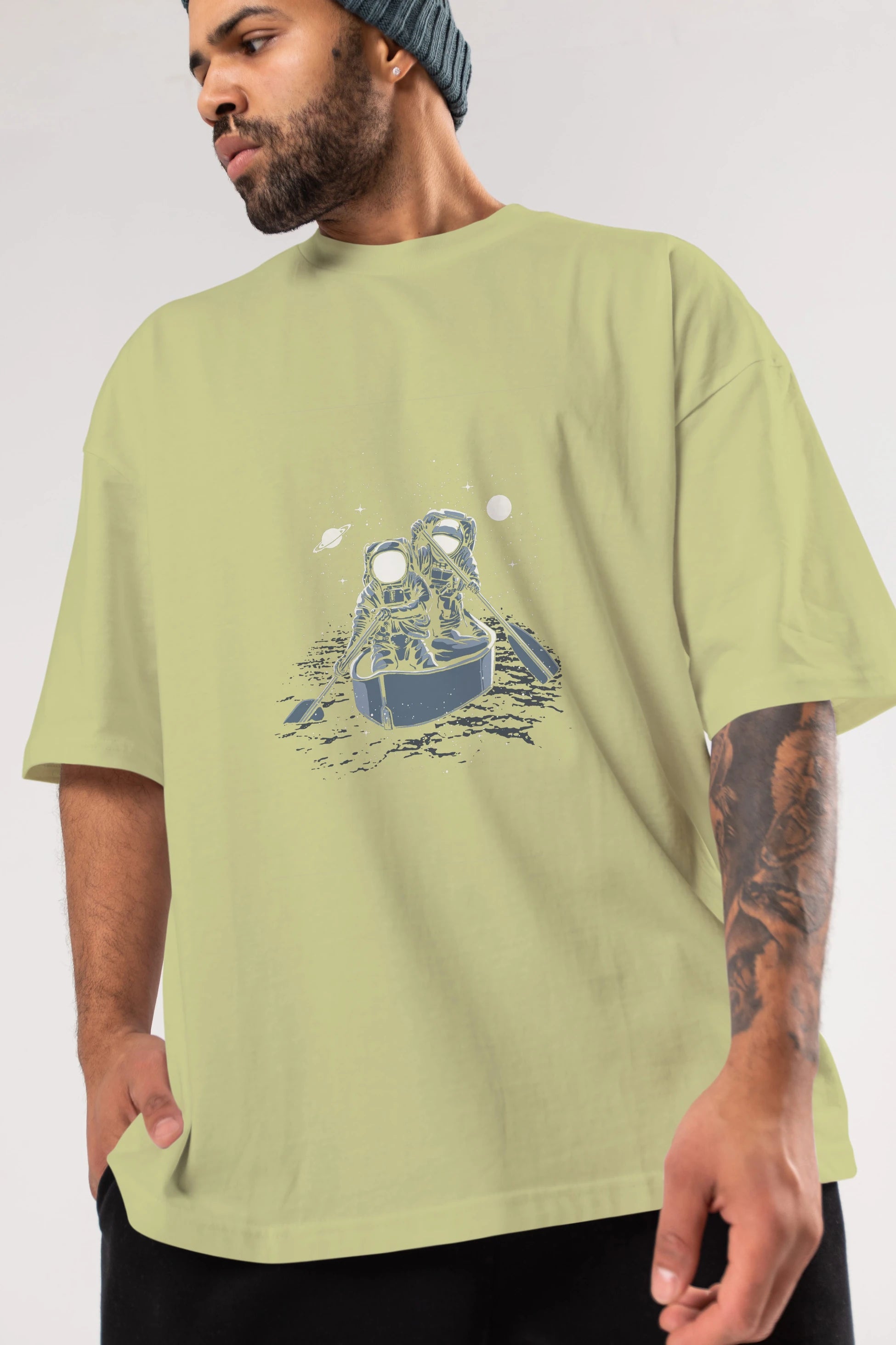 Across The Galaxy Ön Baskılı Oversize t-shirt Erkek Kadın Unisex %100 Pamuk tişort