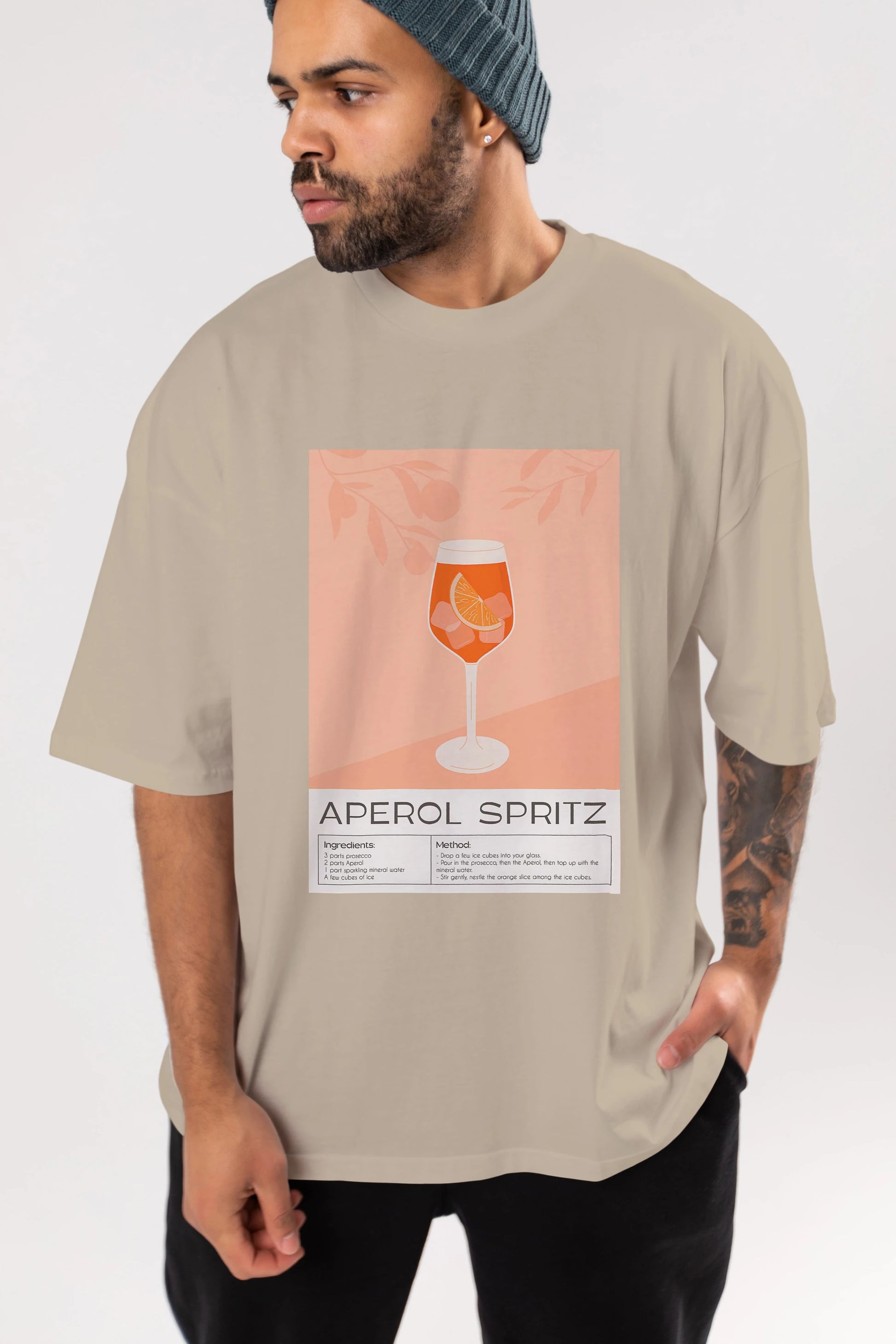 Aperol Spritz 7 Ön Baskılı Oversize t-shirt Erkek Kadın Unisex %100 Pamuk Bisiklet Yaka tişort