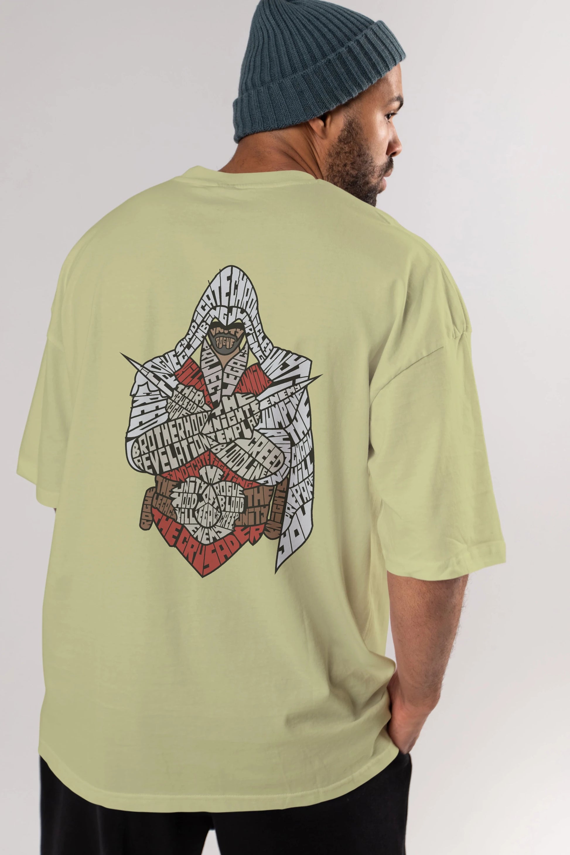 Assassins Arka Baskılı Oversize t-shirt %100 pamuk Erkek Kadın Unisex
