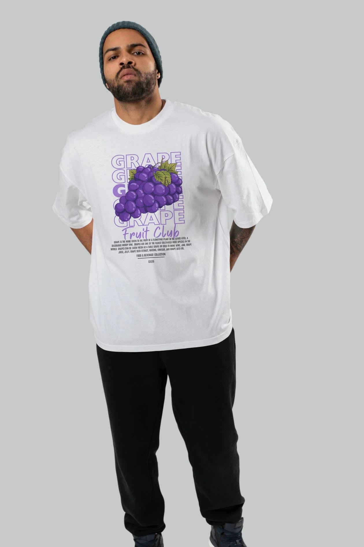 Grape Ön Baskılı Oversize t-shirt Erkek Kadın Pamuk Bisiklet Yaka tişort
