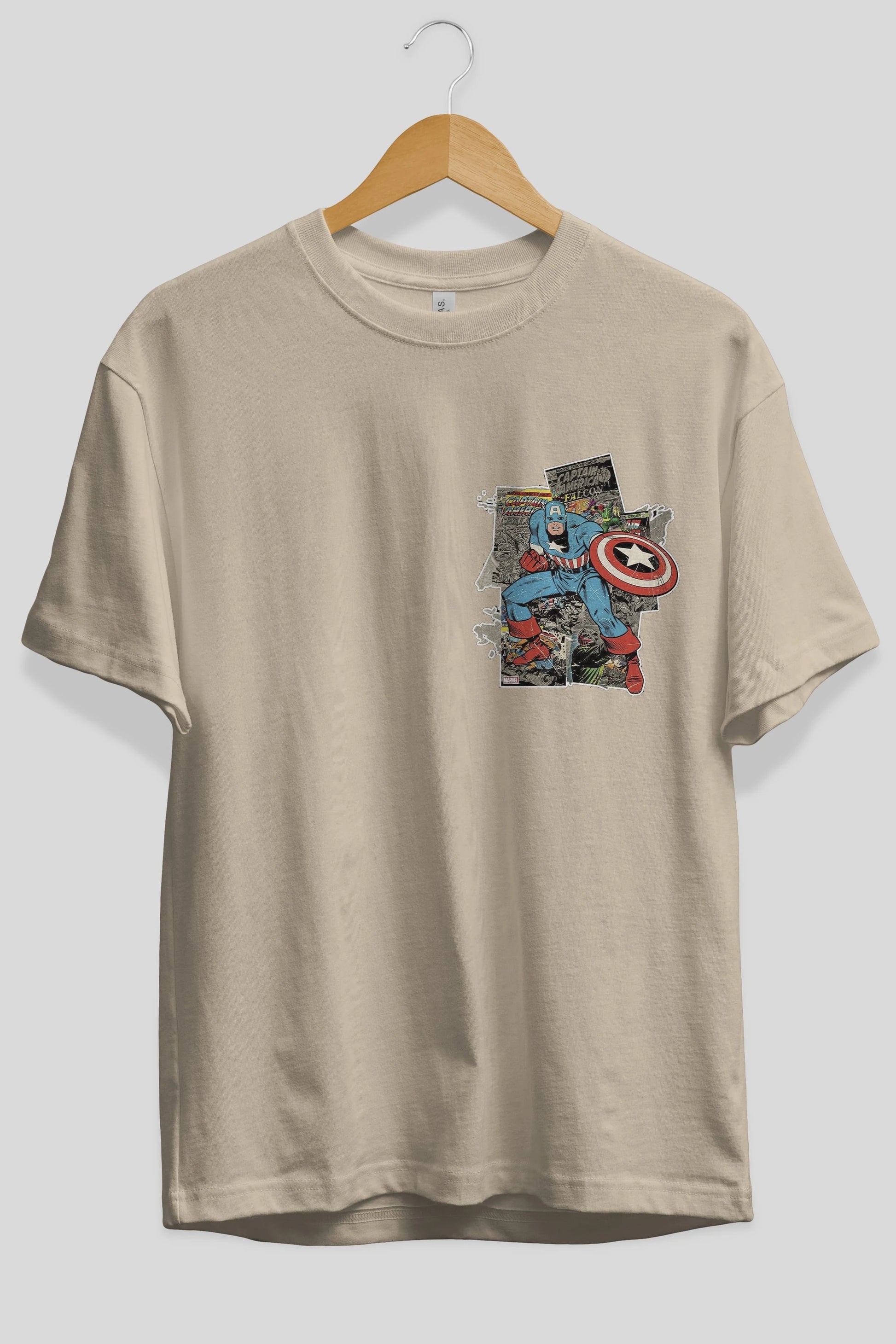 Captain America (2) Ön Sol Baskılı Oversize t-shirt Erkek Kadın Unisex %100 Pamuk Bisiklet Yaka tişort