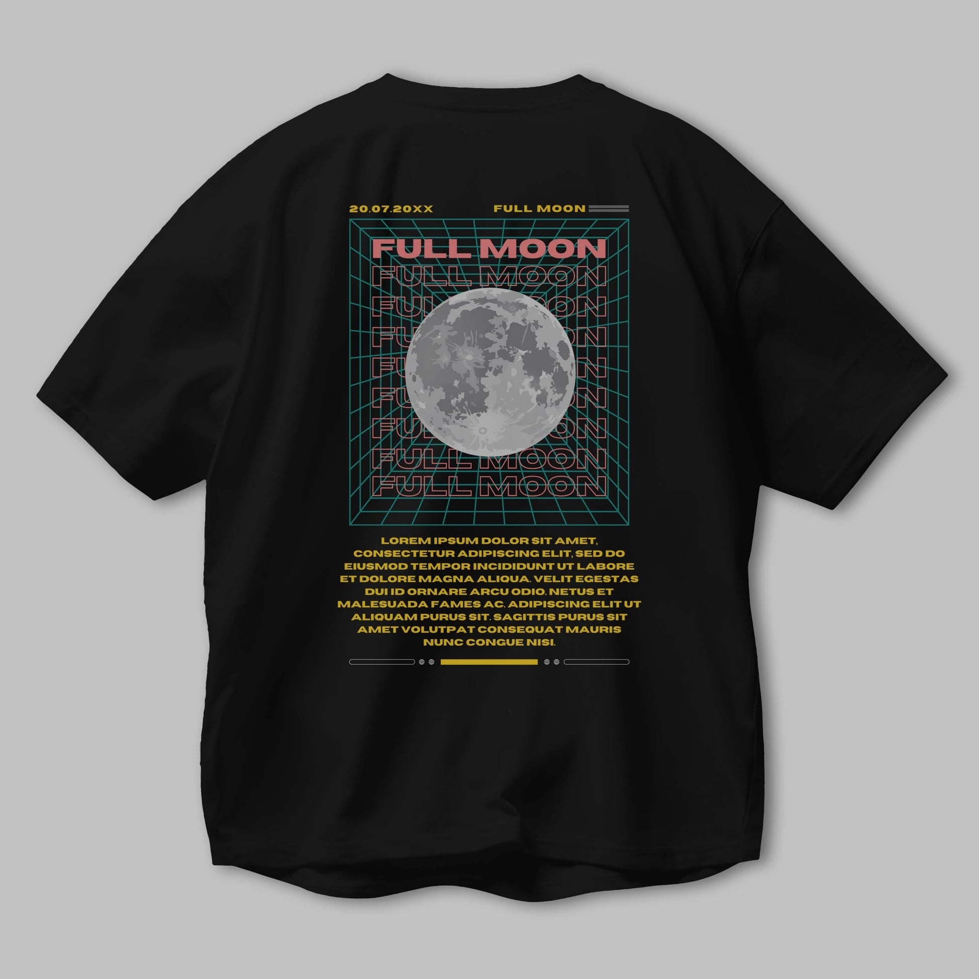 Full Moon Yazılı Arka Baskılı Oversize t-shirt Erkek Kadın Unisex