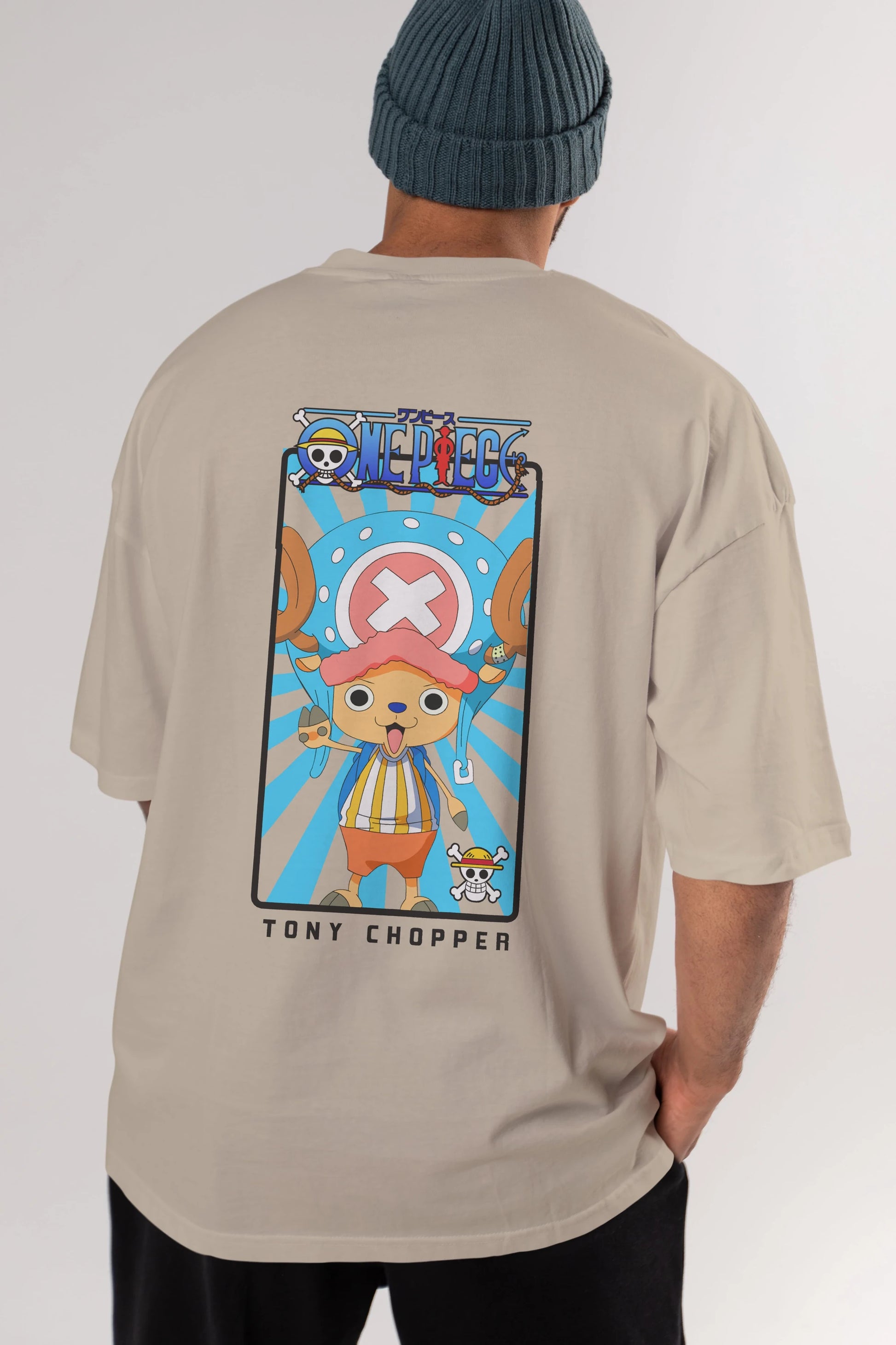 Chopper Anime Arka Baskılı Oversize t-shirt Erkek Kadın Unisex %100 pamuk tişort
