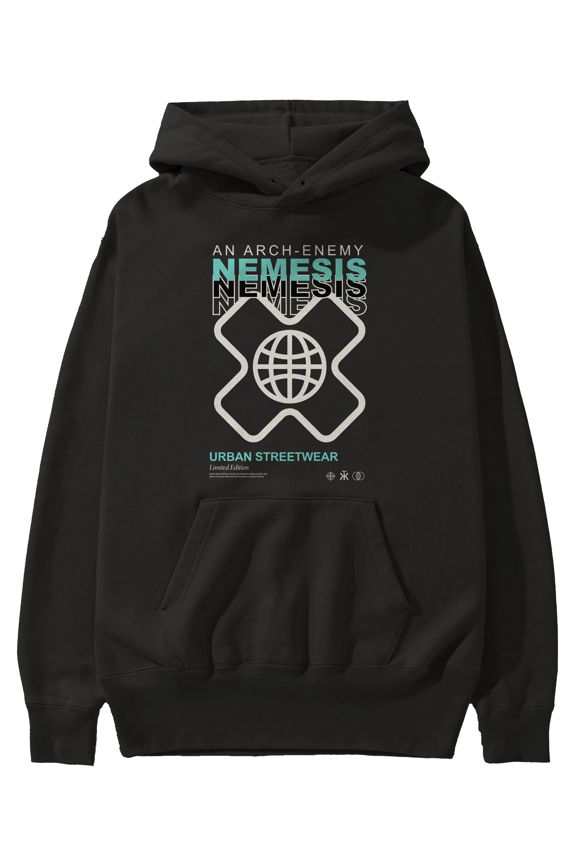 Nemesis Urban Ön Baskılı Hoodie Oversize Kapüşonlu Sweatshirt Erkek Kadın Unisex