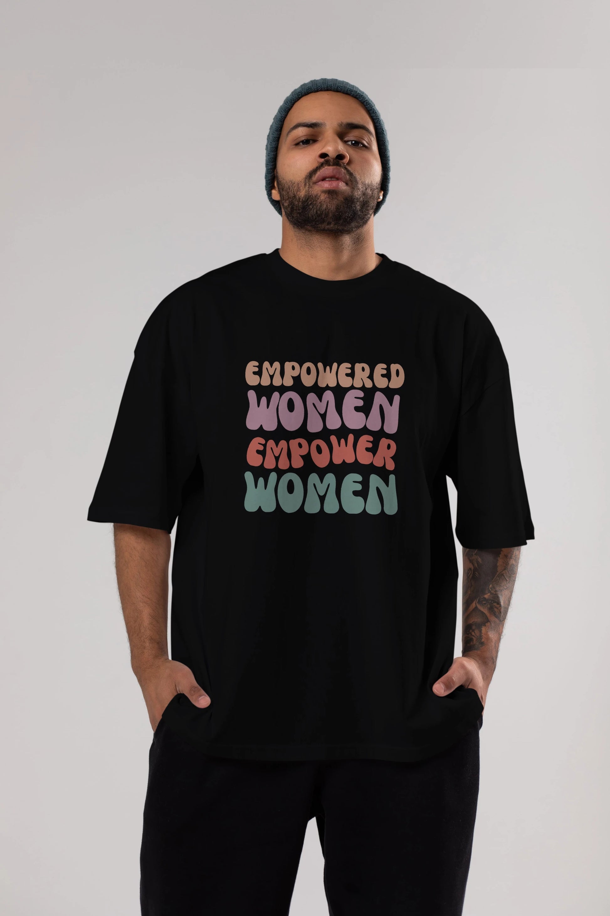 Empowered Women Yazılı Ön Baskılı Oversize t-shirt Erkek Kadın Unisex