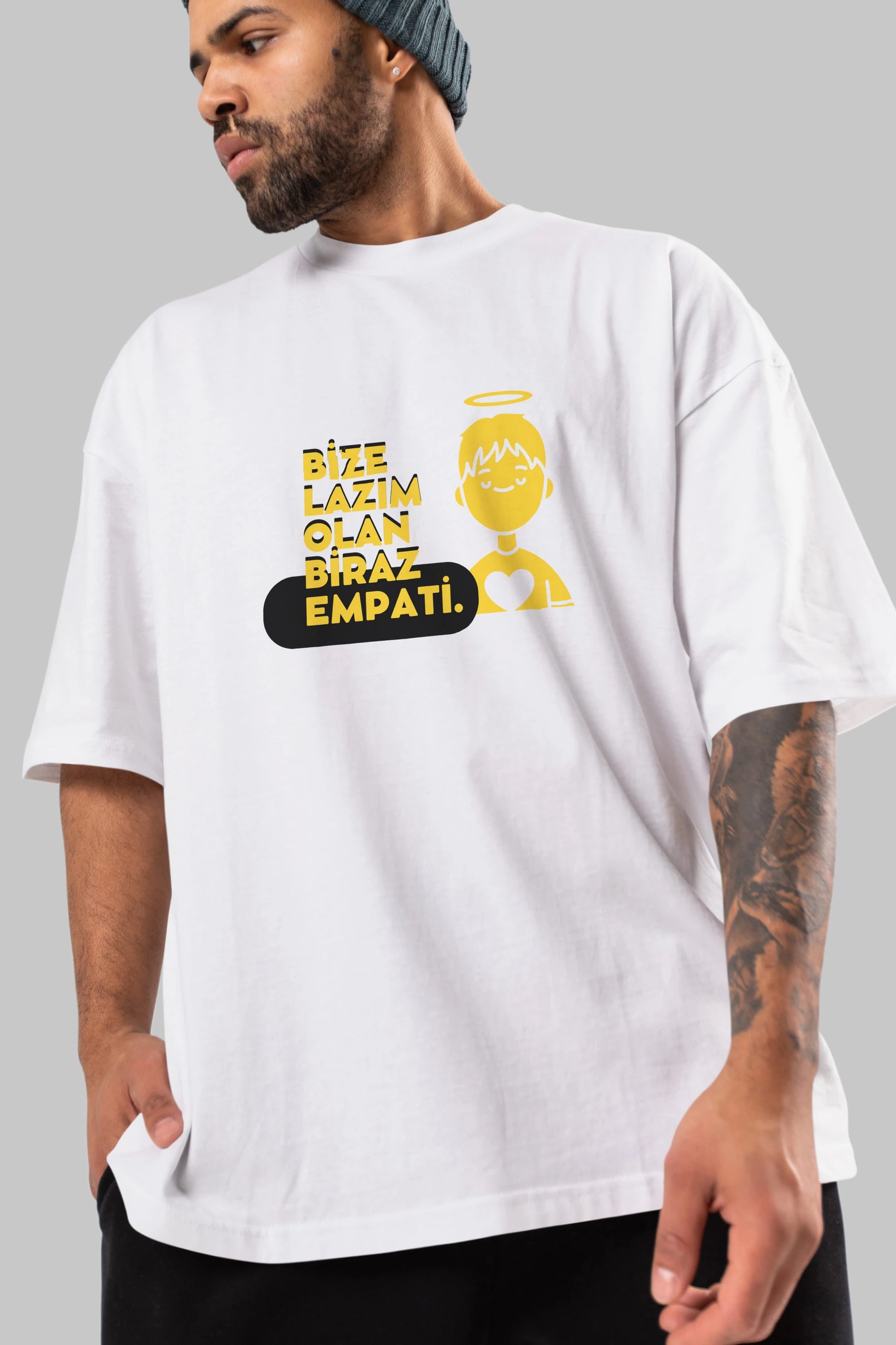 Bize Lazım Olan Biraz Empati Ön Baskılı Oversize t-shirt Erkek Kadın Unisex