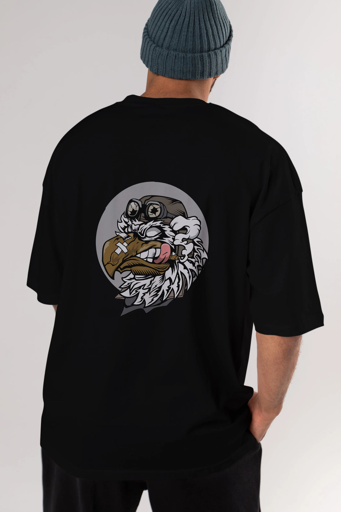 Bird Pilot Arka Baskılı Oversize t-shirt Erkek Kadın Unisex %100 Pamuk tişort