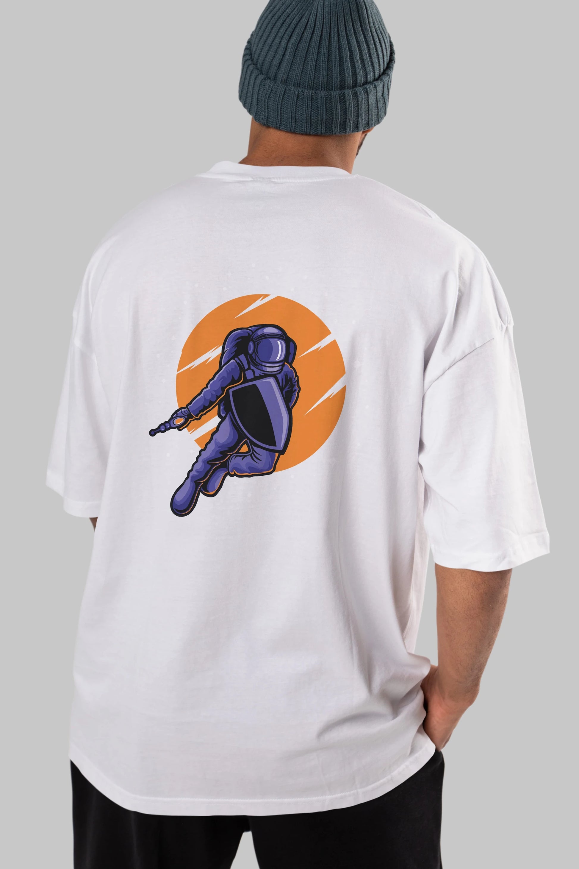 Astro Wars Arka Baskılı Oversize t-shirt Erkek Kadın Unisex