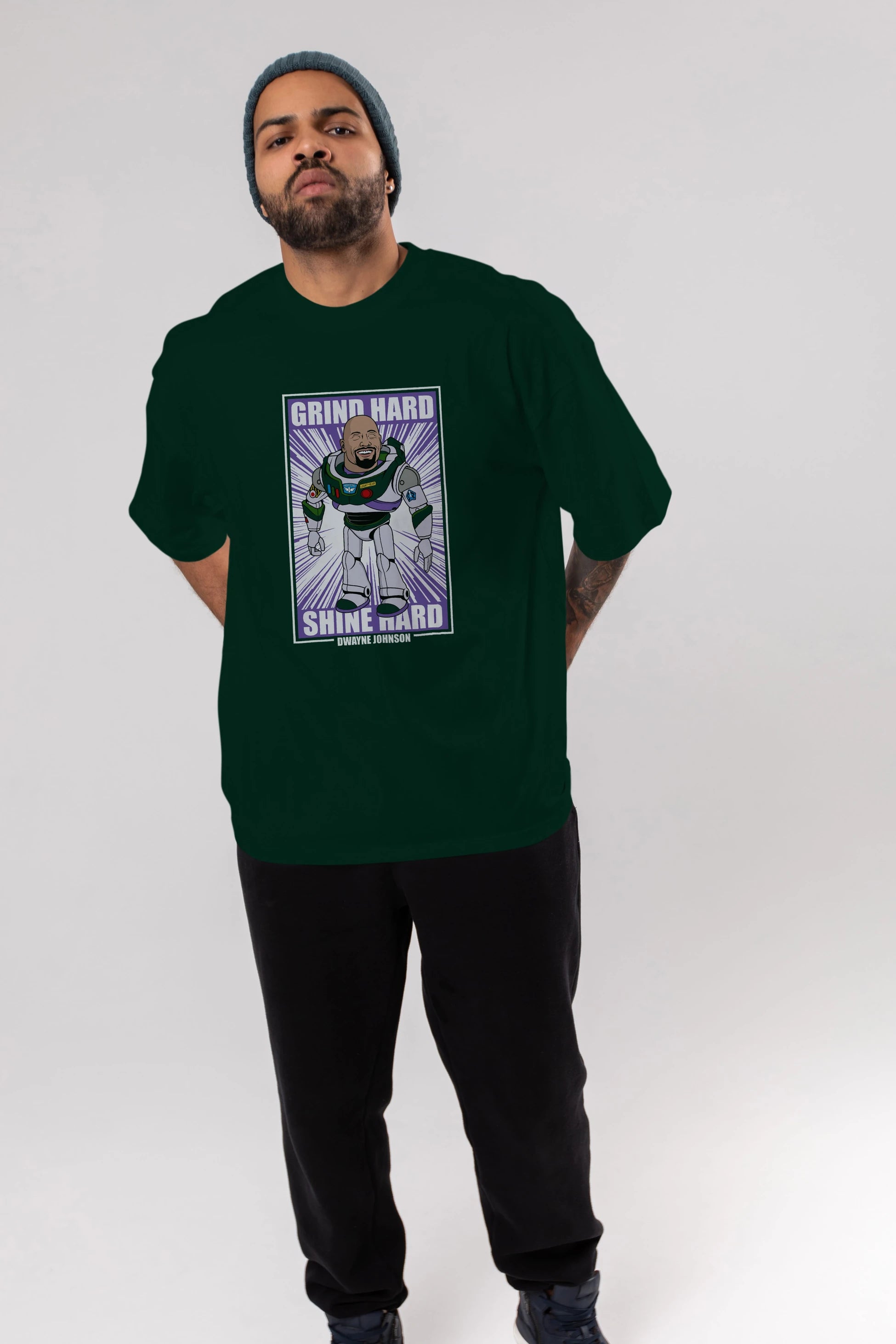 Dwayne Johnson Buzz Lightyear Ön Baskılı Oversize t-shirt Erkek Kadın Unisex %100 Pamuk tişort