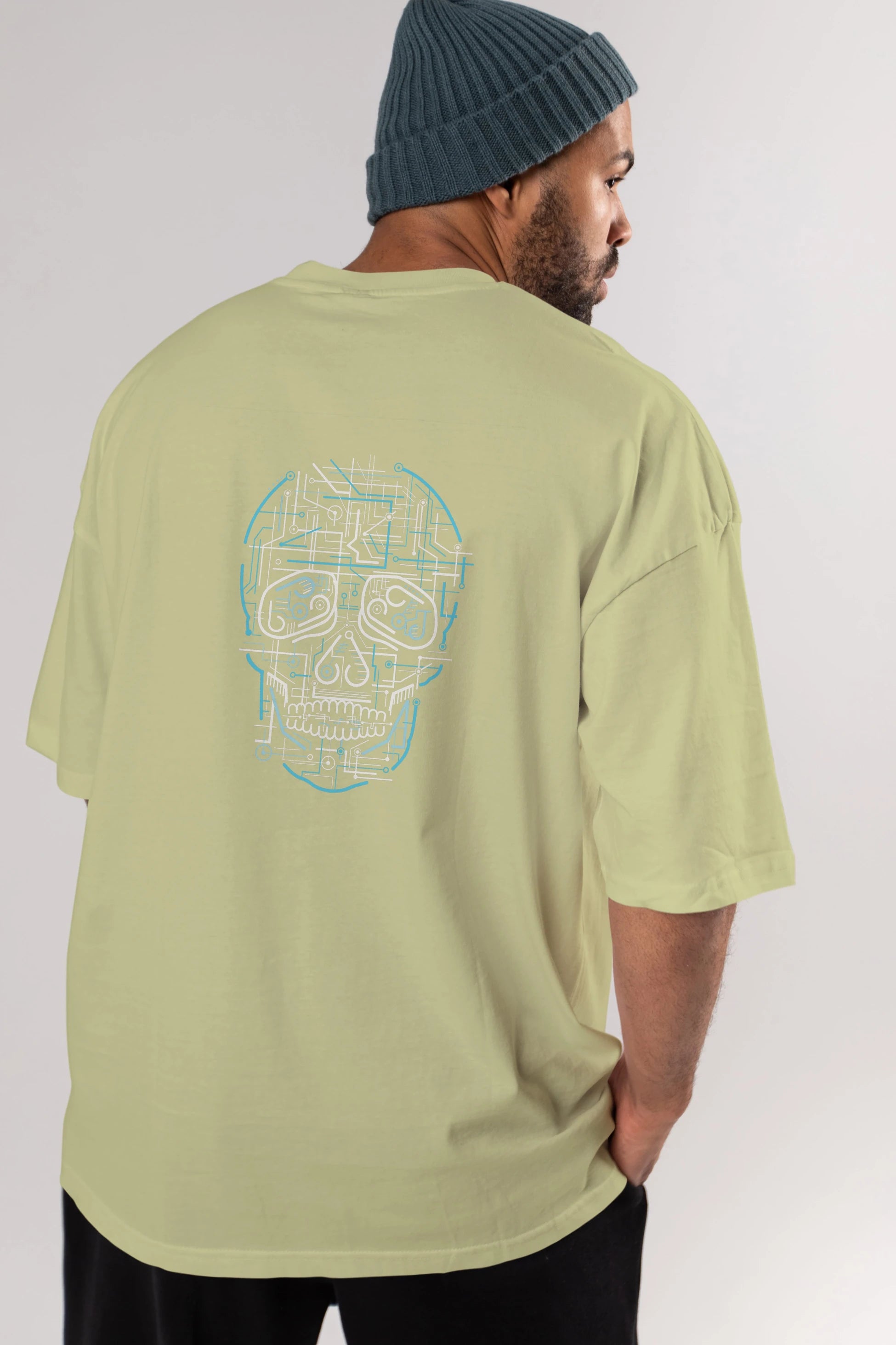 Electric Skull Arka Baskılı Oversize t-shirt %100 pamuk Erkek Kadın Unisex