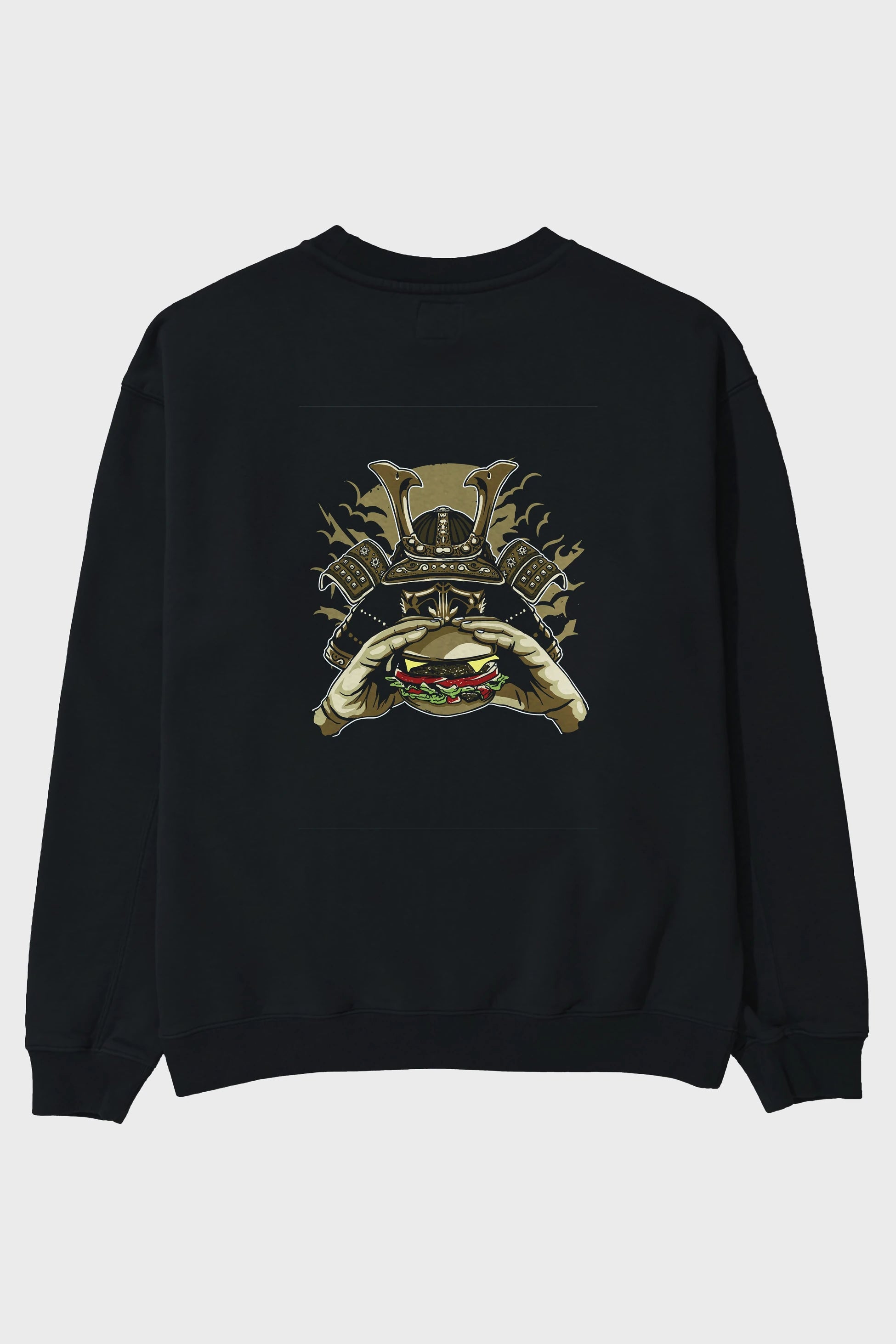 Samurai Burger Arka Baskılı Oversize Sweatshirt Erkek Kadın Unisex