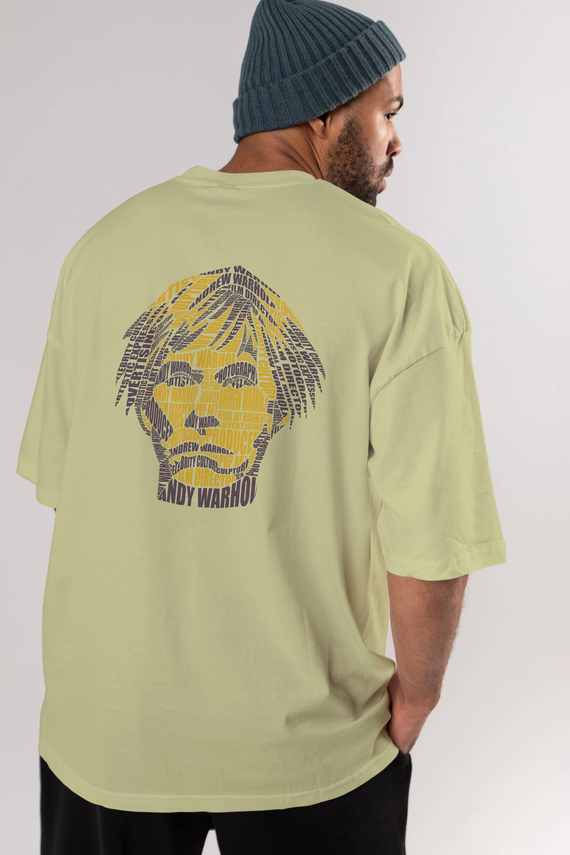 Andy Warhol Calligram Arka Baskılı Oversize t-shirt %100 pamuk Erkek Kadın Unisex