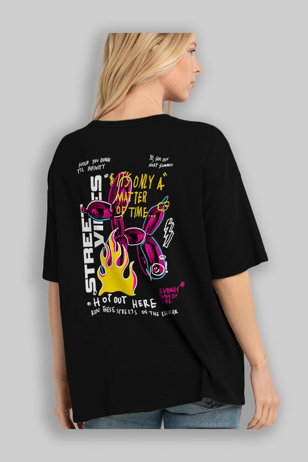 Street Vibes Arka Baskılı Oversize t-shirt Erkek Kadın Unisex
