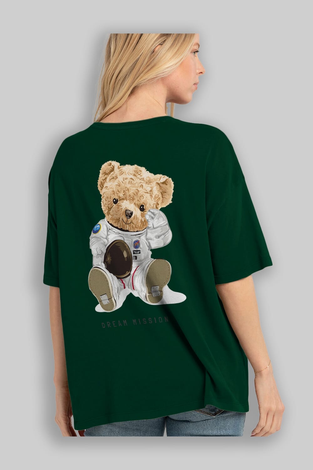 Teddy Bear Asrtonot Arka Baskılı Oversize t-shirt Erkek Kadın Unisex %100 Pamuk