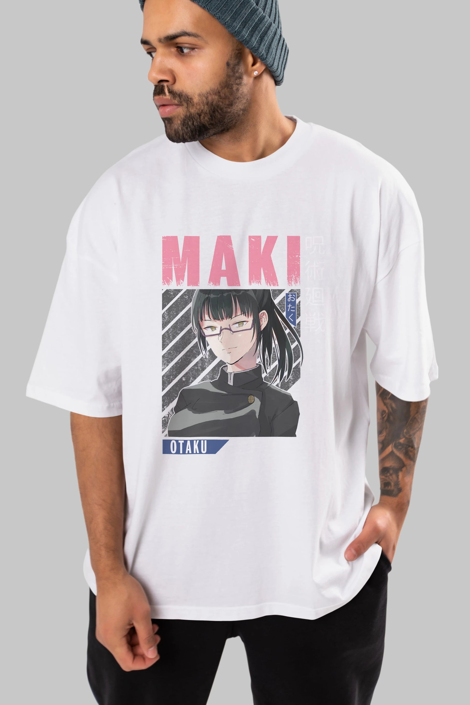 Maki Zenin CHAINSAWMAN 1 Anime Ön Baskılı Oversize t-shirt %100 pamuk Erkek Kadın Unisex