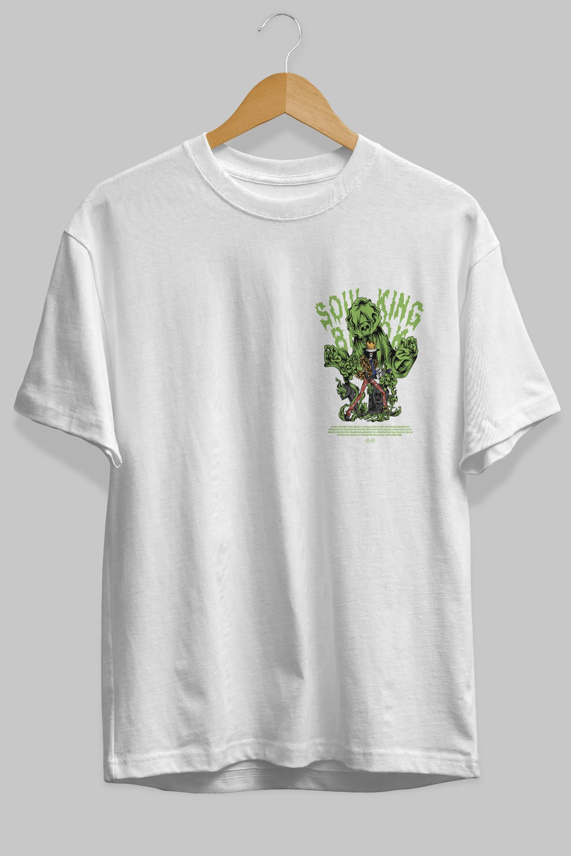 Soul King Brook Ön Sol Baskılı Oversize t-shirt Erkek Kadın Unisex %100 Pamuk Bisiklet Yaka tişort
