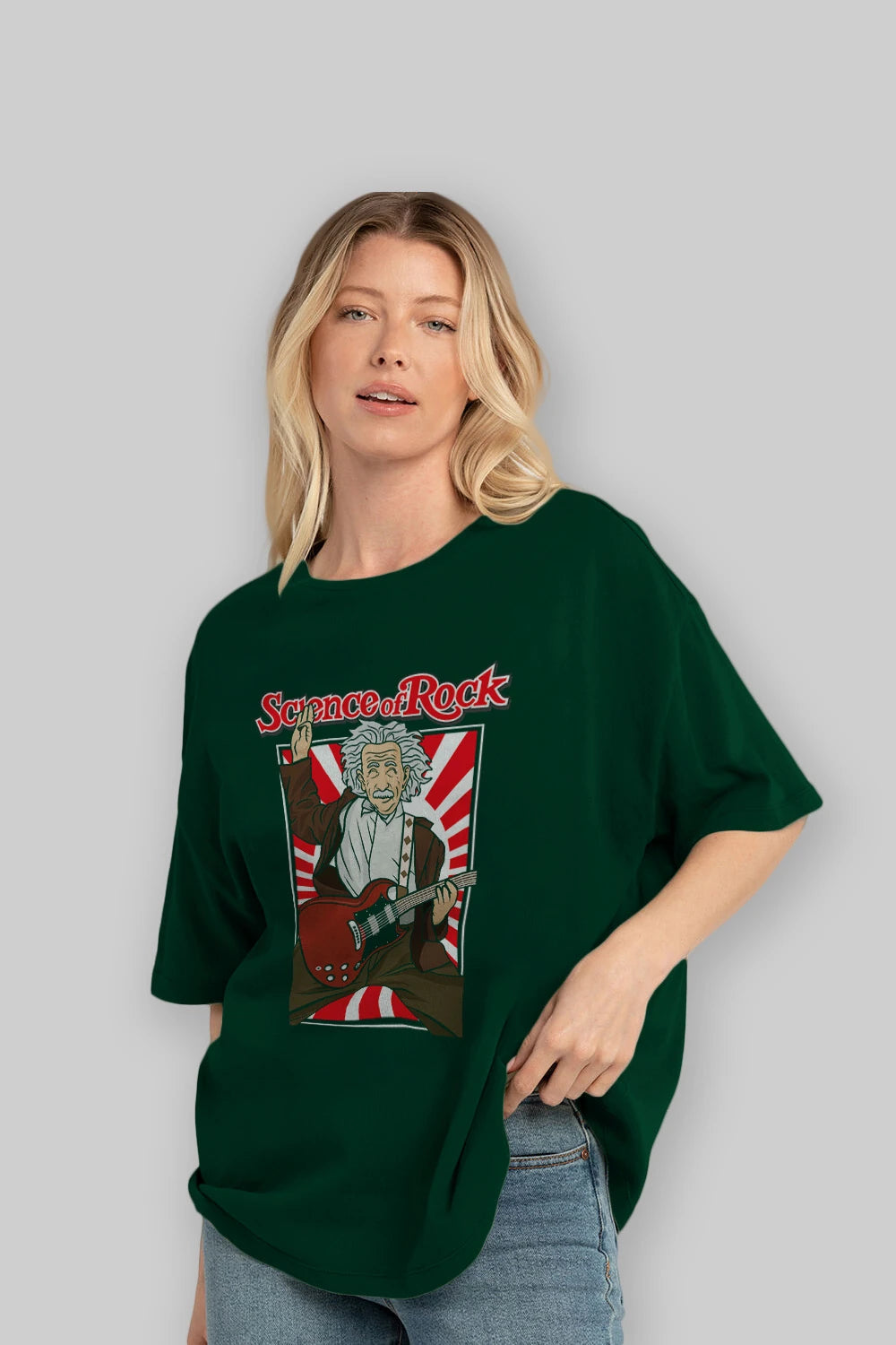 Einstein Science Of Rock Ön Baskılı Oversize t-shirt Erkek Kadın Unisex %100 Pamuk tişort