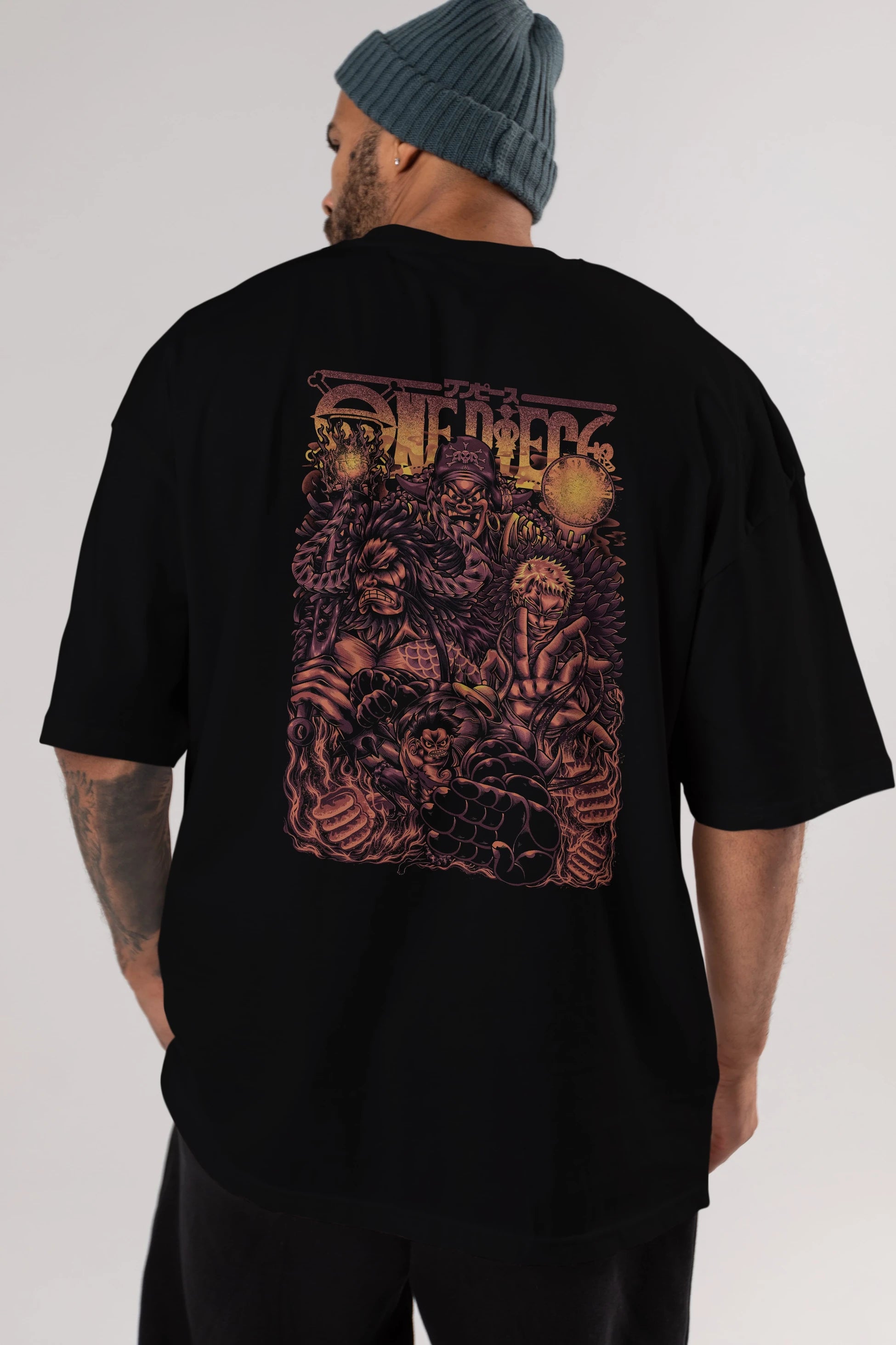 ONE PIECE Anime Arka Baskılı Oversize t-shirt Erkek Kadın Unisex