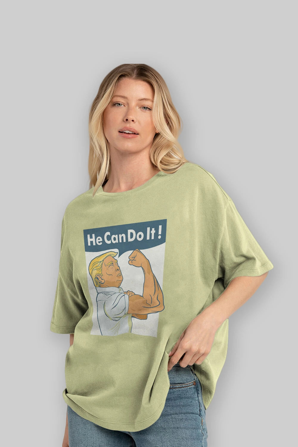He Can Do It Trump Ön Baskılı Oversize t-shirt Erkek Kadın Unisex %100 Pamuk tişort
