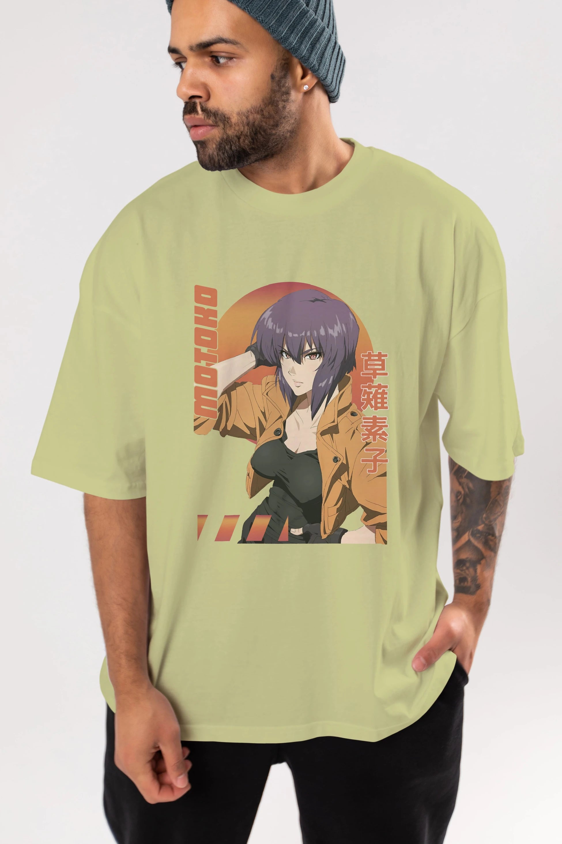 Motoko Kusanagi 9 Anime Ön Baskılı Oversize t-shirt %100 pamuk Erkek Kadın Unisex