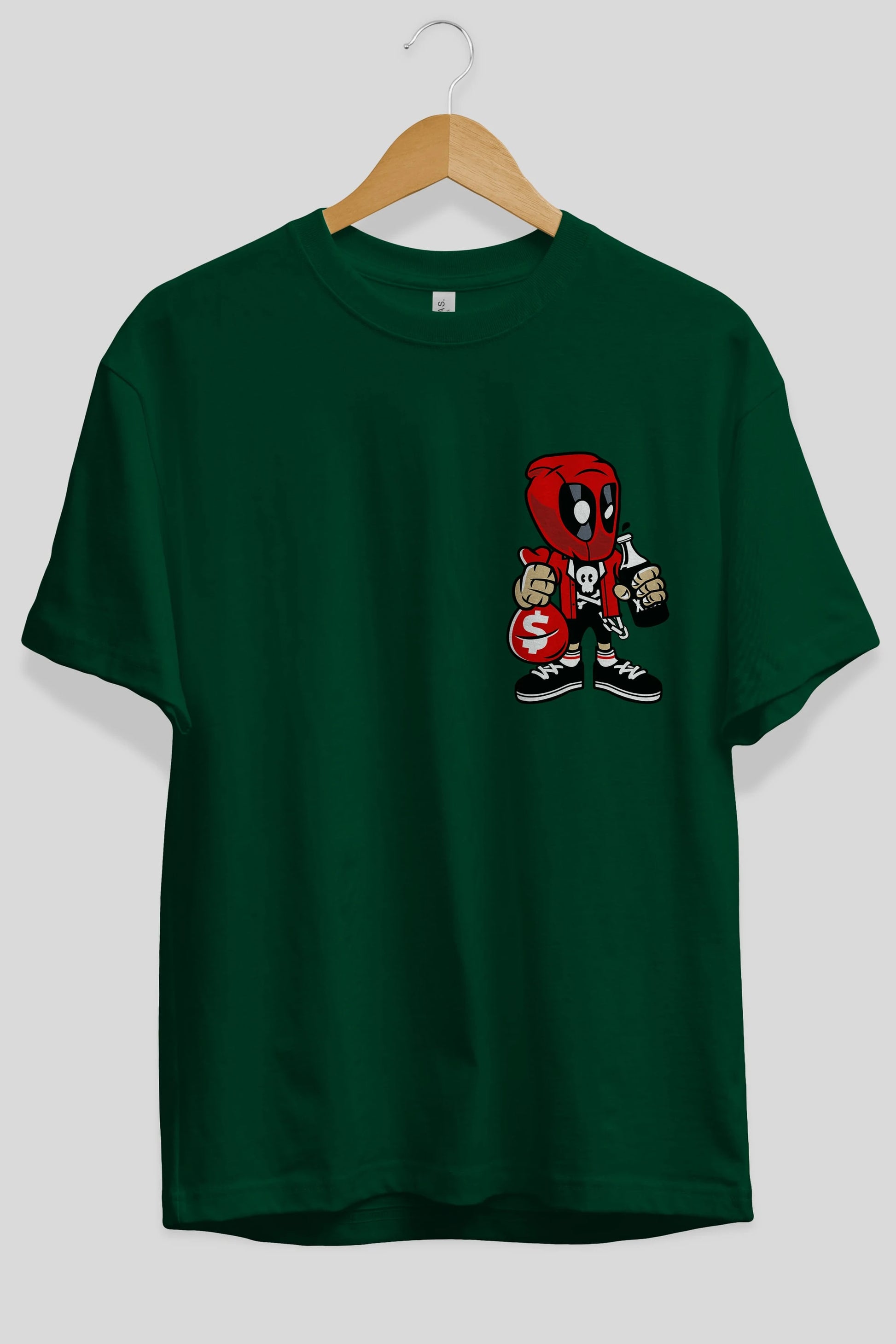 Deadpool (20) Ön Sol Baskılı Oversize t-shirt Erkek Kadın Unisex %100 Pamuk Bisiklet Yaka tişort