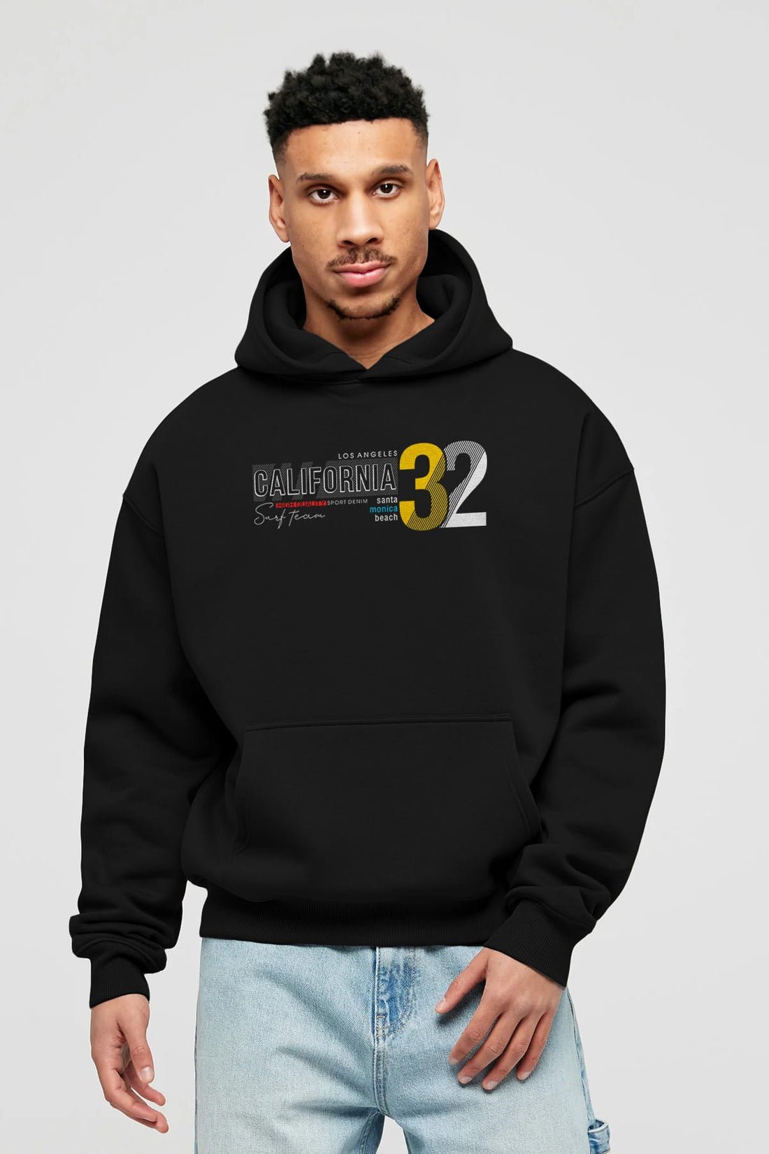 California 32 Ön Baskılı Oversize Hoodie Kapüşonlu Sweatshirt Erkek Kadın Unisex