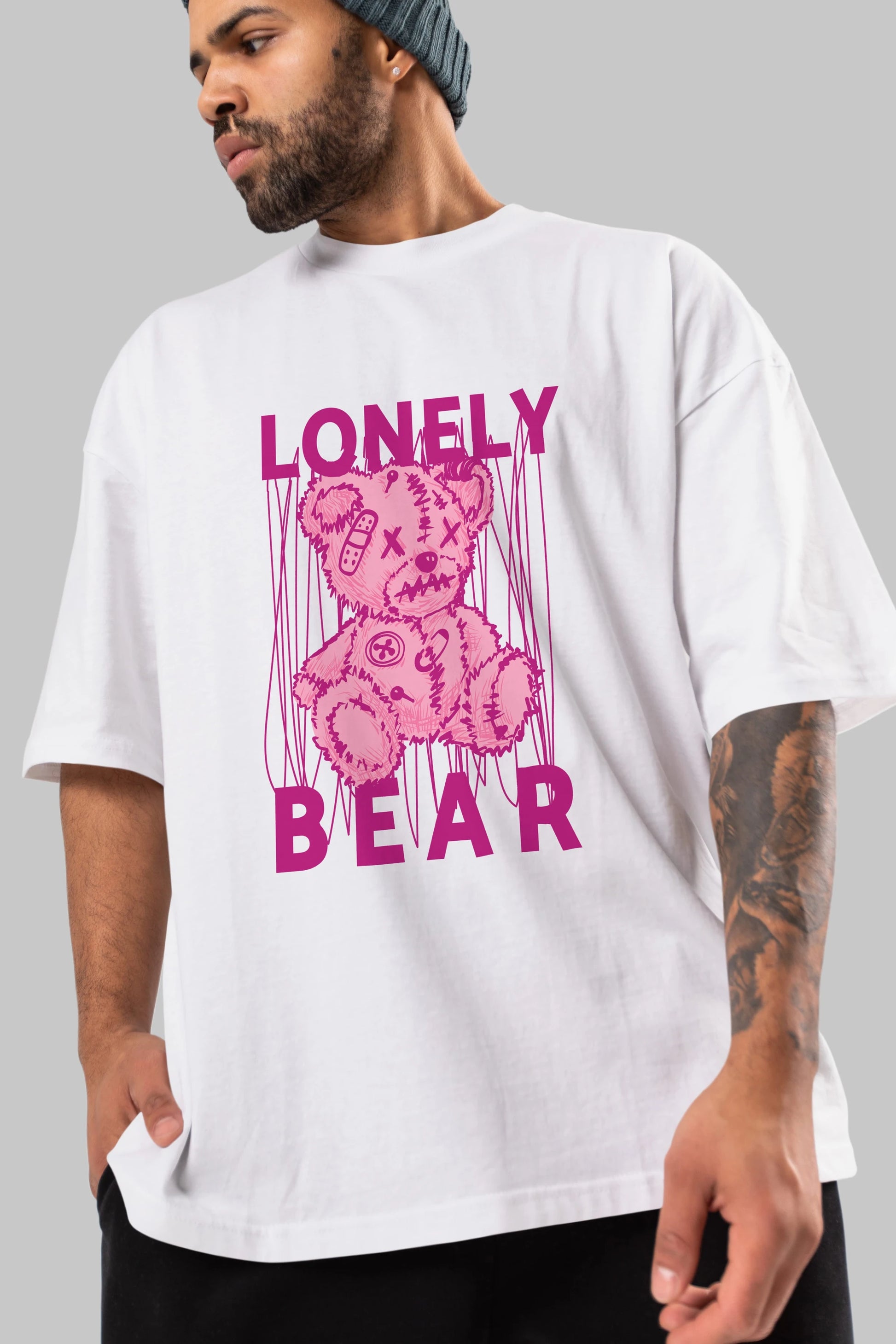 Lonely Bear Ön Baskılı Oversize t-shirt Erkek Kadın Unisex
