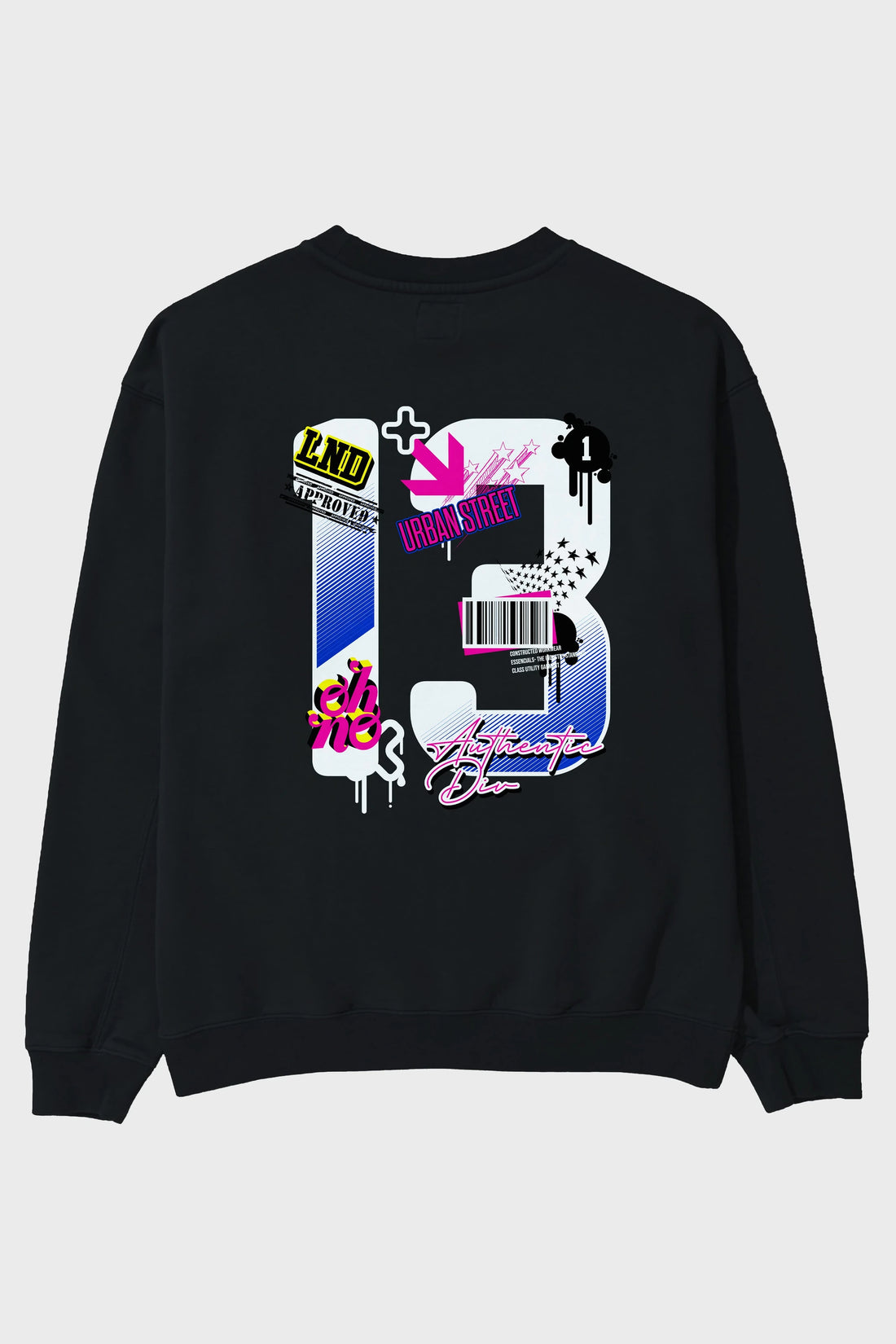 Urban Street 13 Arka Baskılı Oversize Sweatshirt Erkek Kadın Unisex