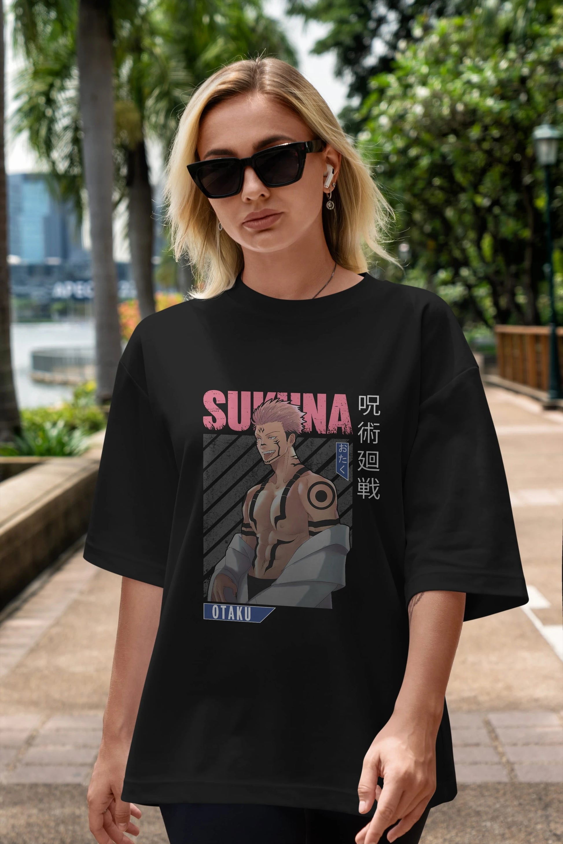 Sukuna Ryoumen Anime Ön Baskılı Oversize t-shirt %100 pamuk Erkek Kadın Unisex
