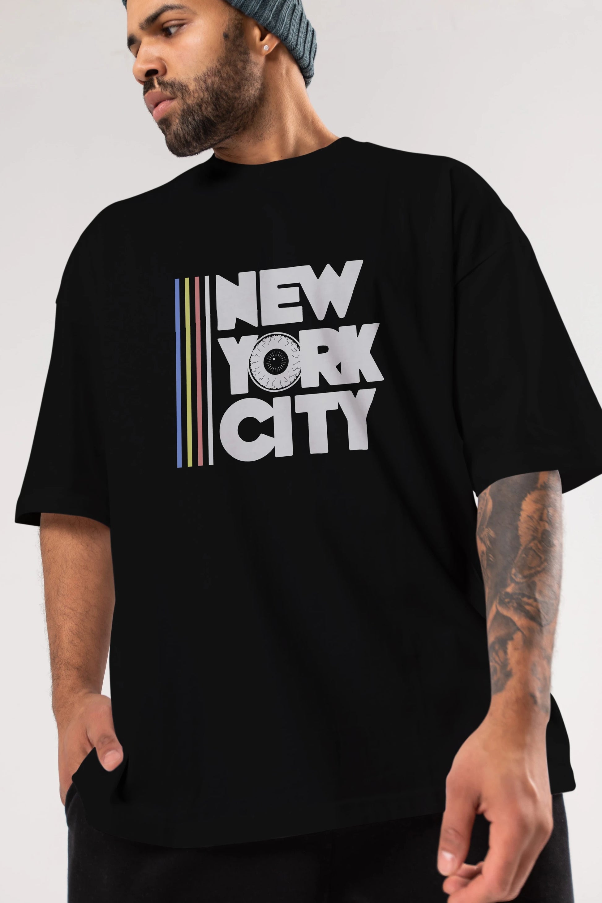 New York City Style Ön Baskılı Oversize t-shirt Erkek Kadın Unisex