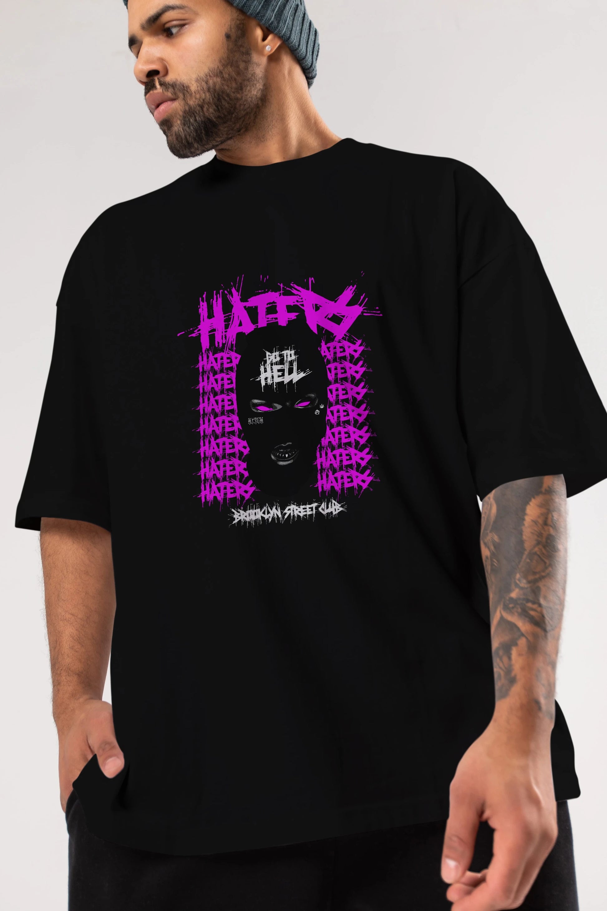 Haters Brooklyn Street Club Ön Baskılı Oversize t-shirt Erkek Kadın Unisex