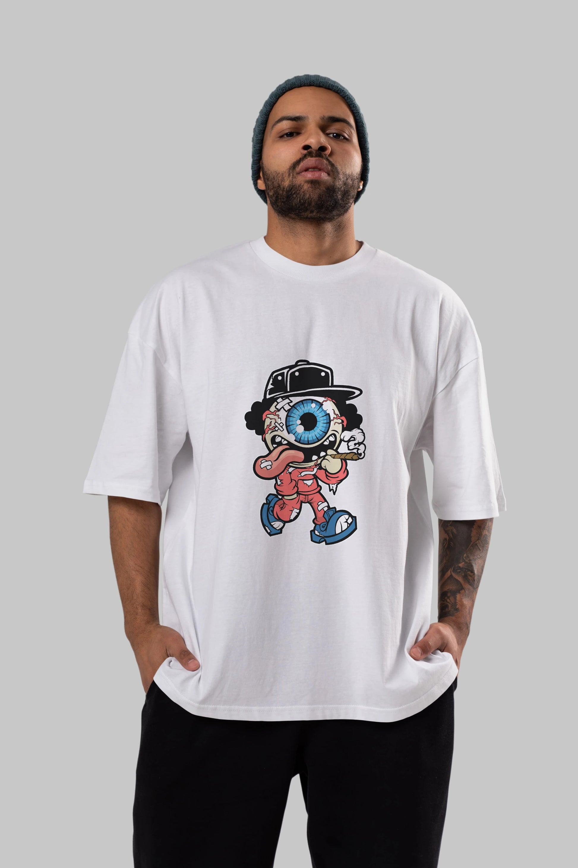 Eyeball Monster Ön Baskılı Oversize t-shirt Erkek Kadın Unisex %100 Pamuk tişort