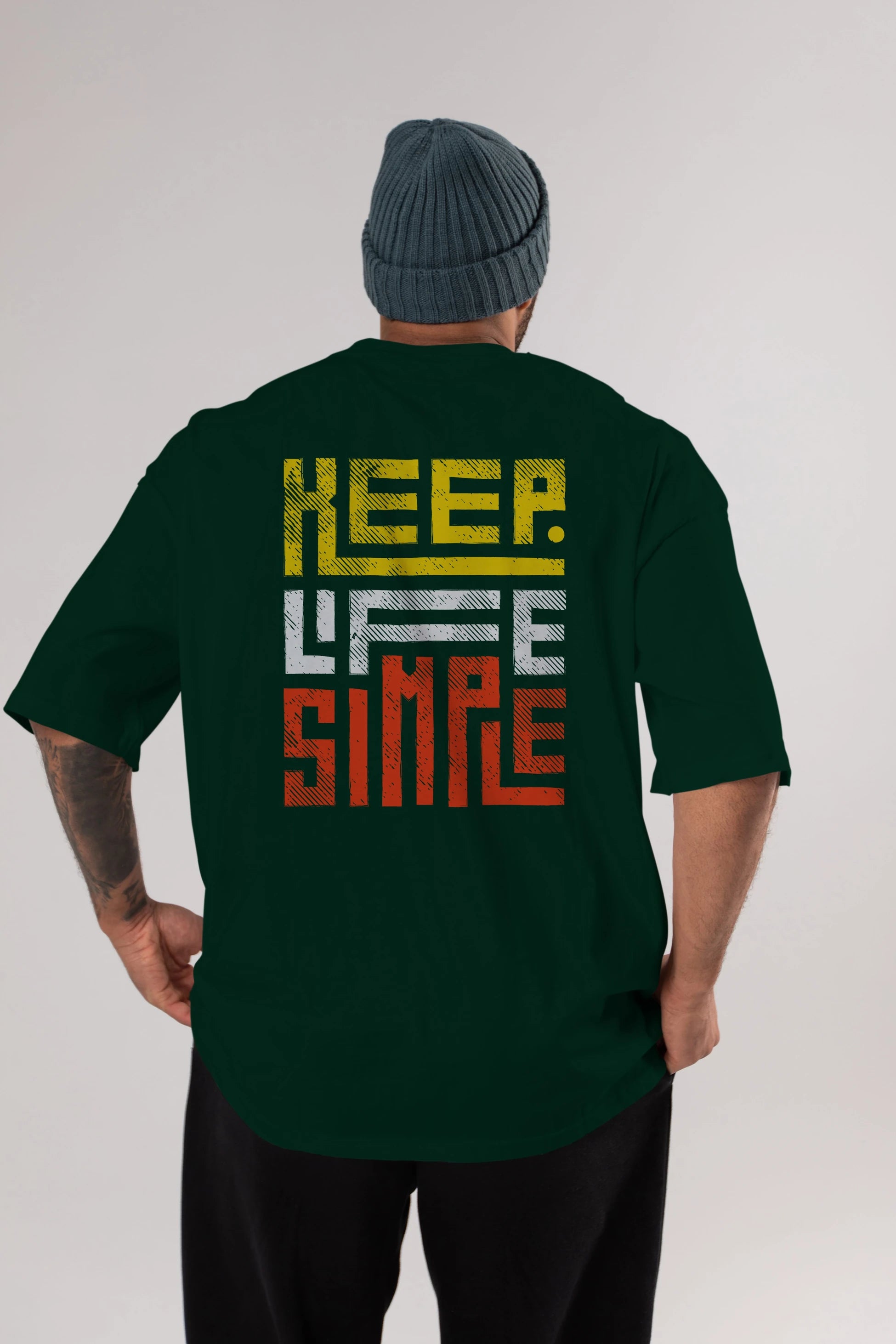 Keep Life Simple Yazılı Arka Baskılı Oversize t-shirt Erkek Kadın Unisex