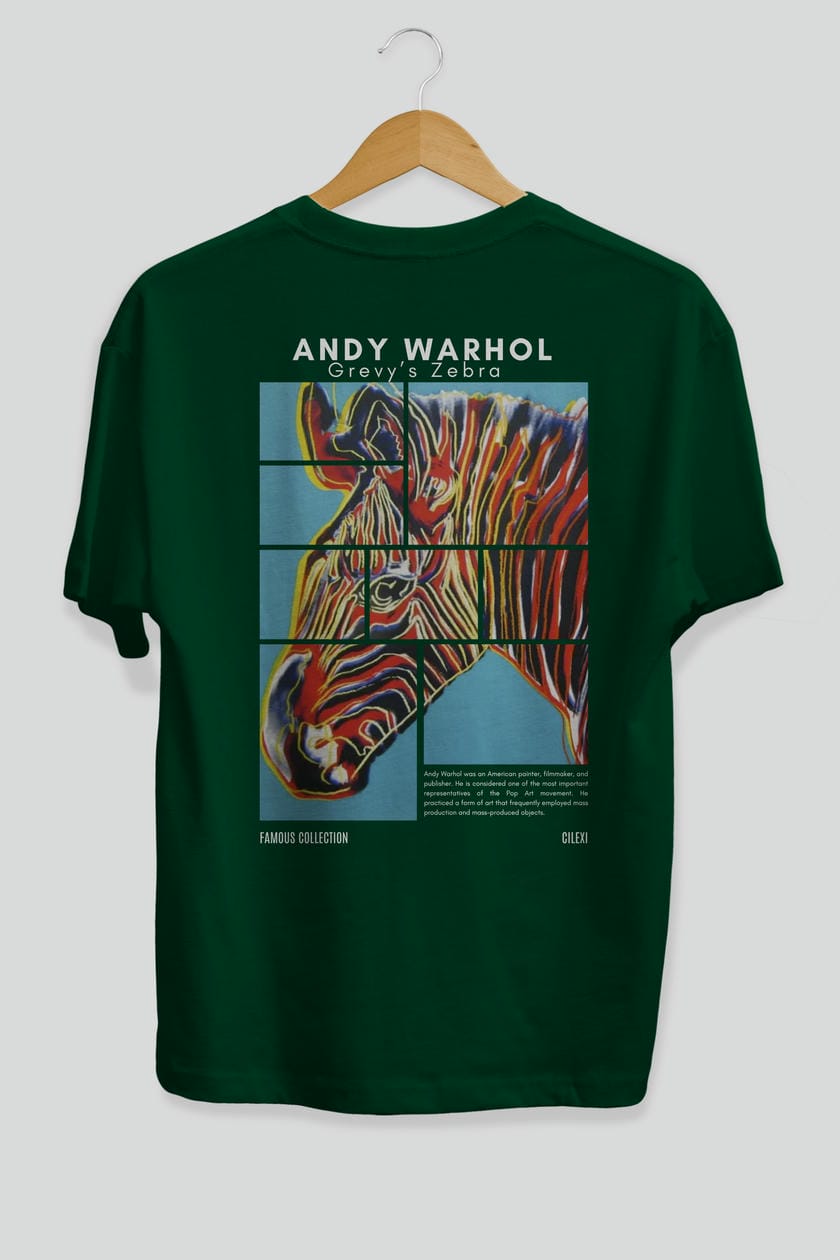 Andy Warhol Arka Baskılı Oversize t-shirt Erkek Kadın Bisiklet Yaka Pamuk tişort
