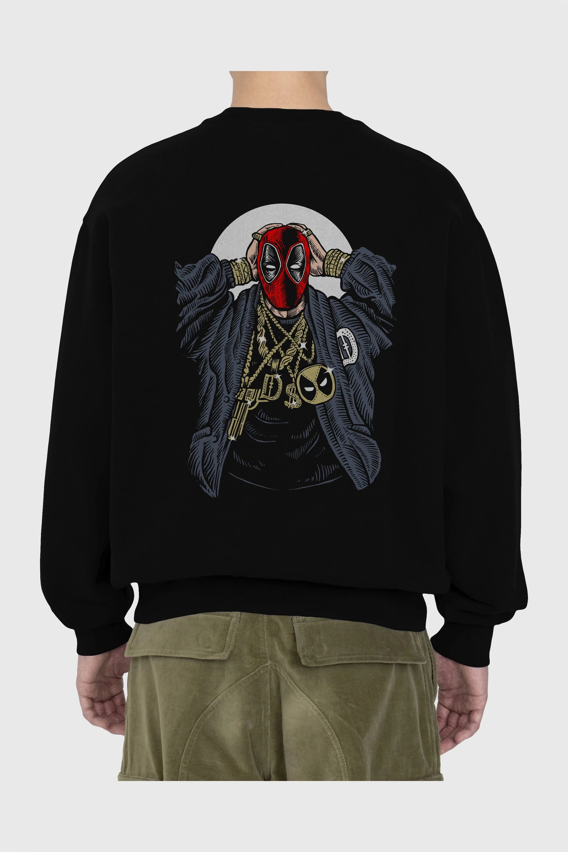 Deadpool Gangsta Arka Baskılı Oversize Sweatshirt Erkek Kadın Unisex