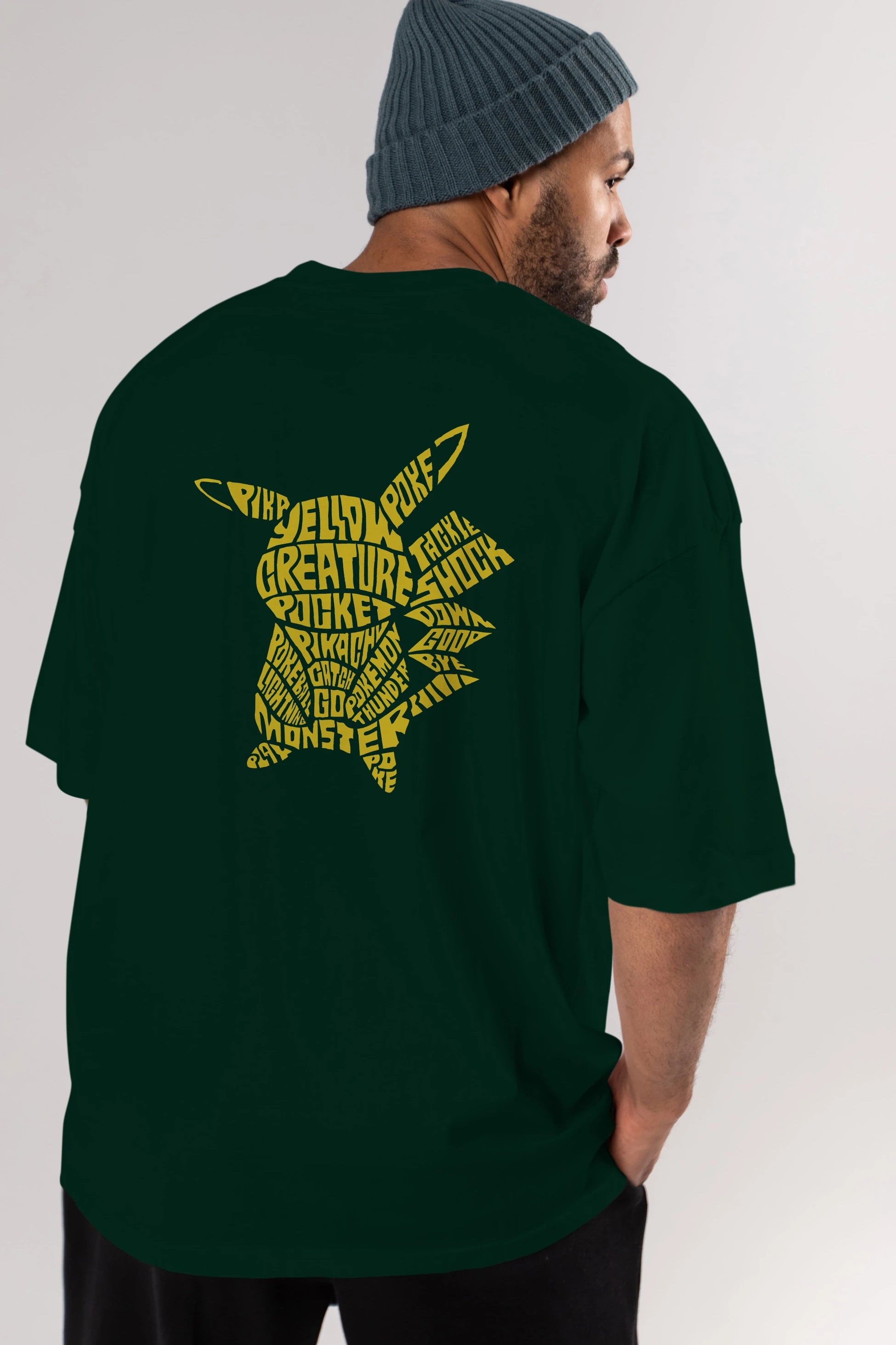 Pocket Monster Arka Baskılı Oversize t-shirt %100 pamuk Erkek Kadın Unisex