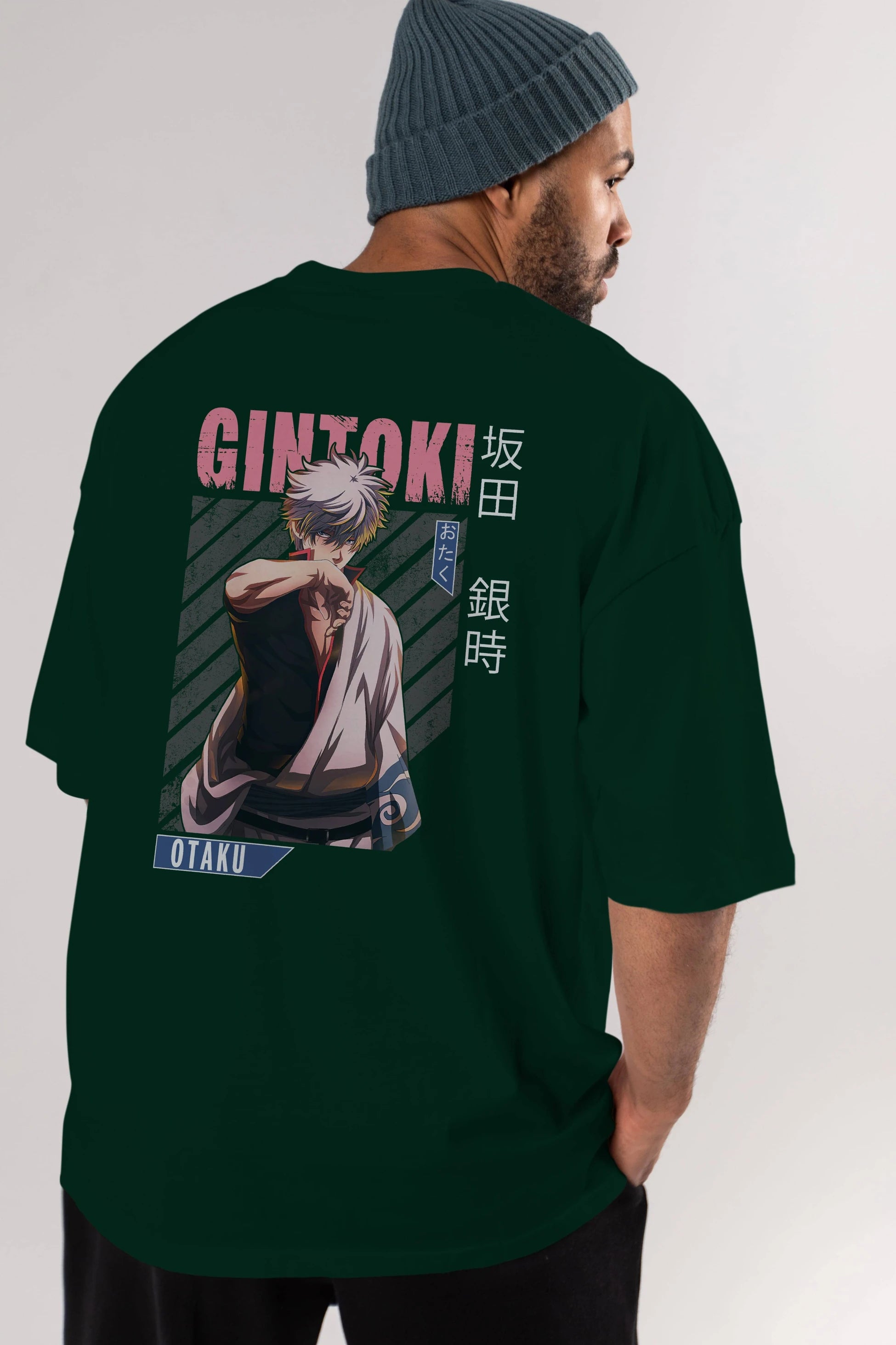 Gintoki Sakata Anime Arka Baskılı Oversize t-shirt Erkek Kadın Unisex