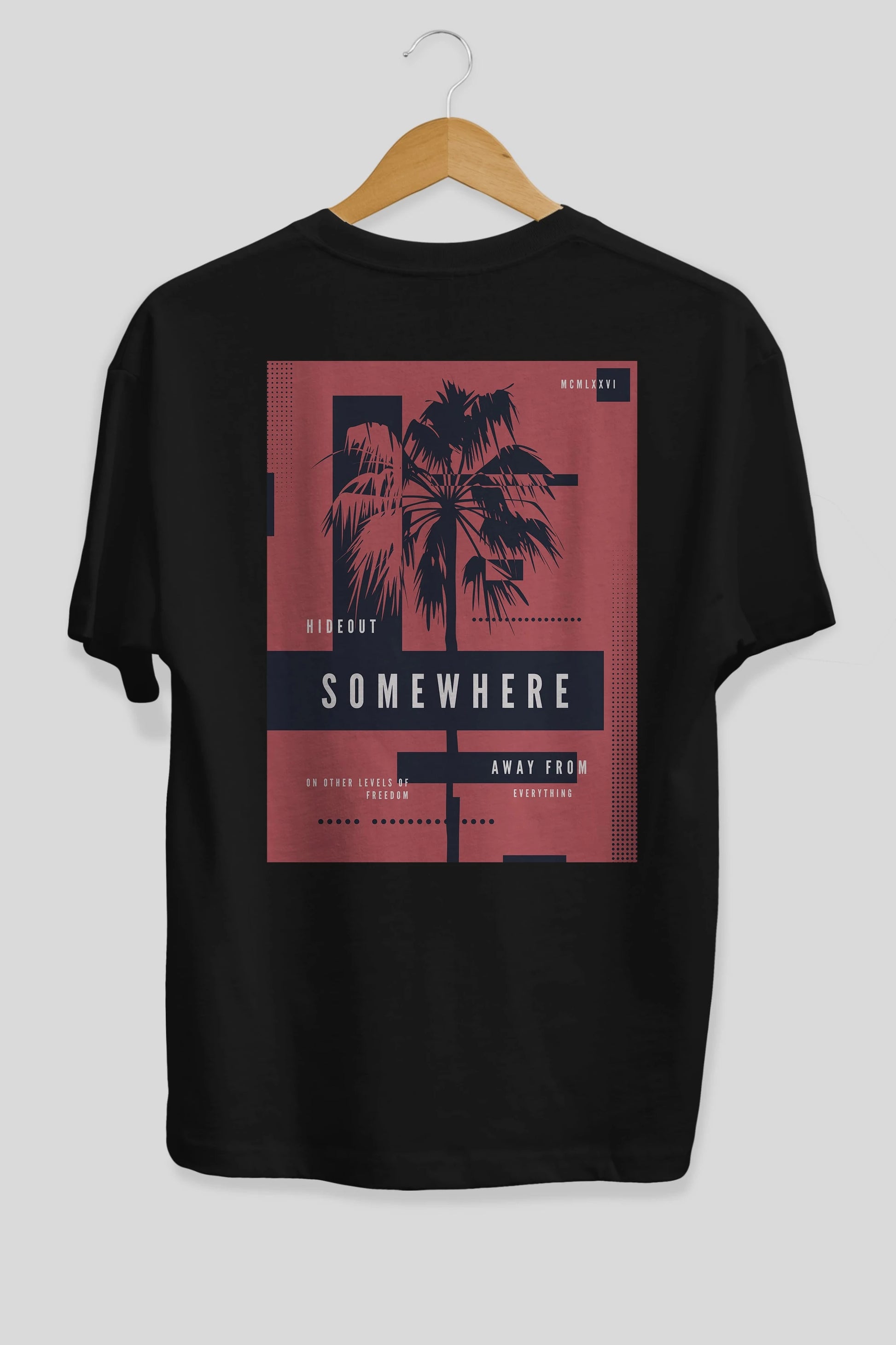 Hideout Somewhere Arka Baskılı Oversize t-shirt Erkek Kadın Unisex