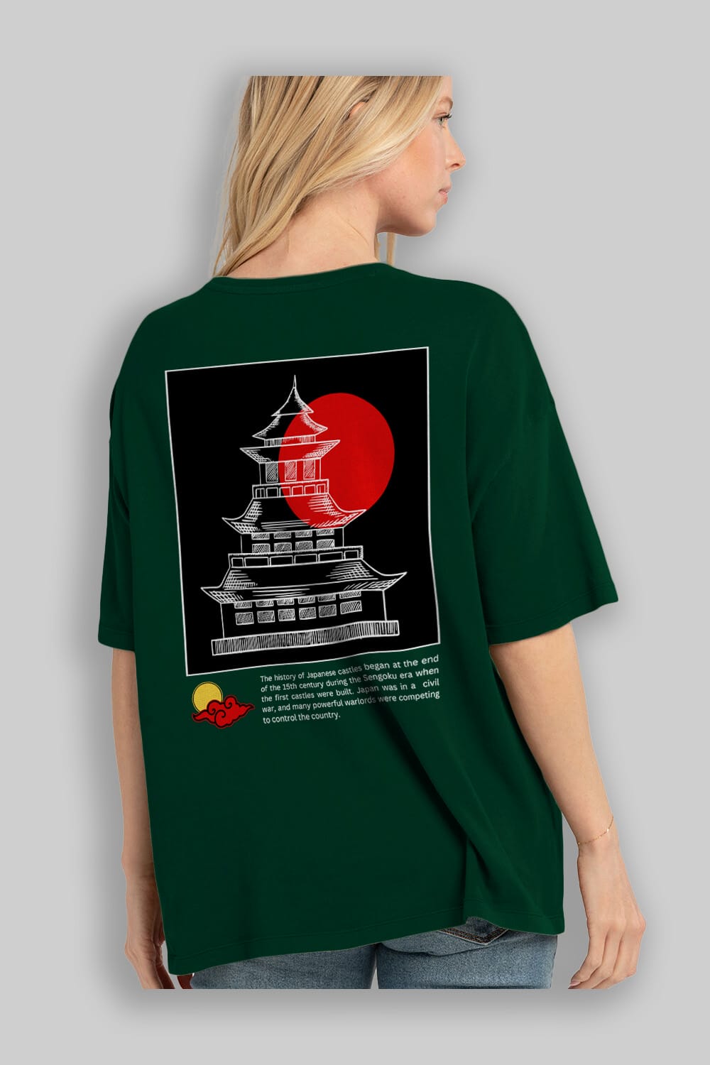 Retro Japanese Arka Baskılı Oversize t-shirt Erkek Kadın Unisex