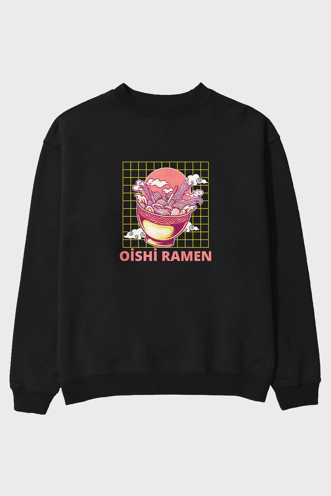 Oishi Ramen Yazılı Ön Baskılı Oversize Sweatshirt Erkek Kadın Unisex