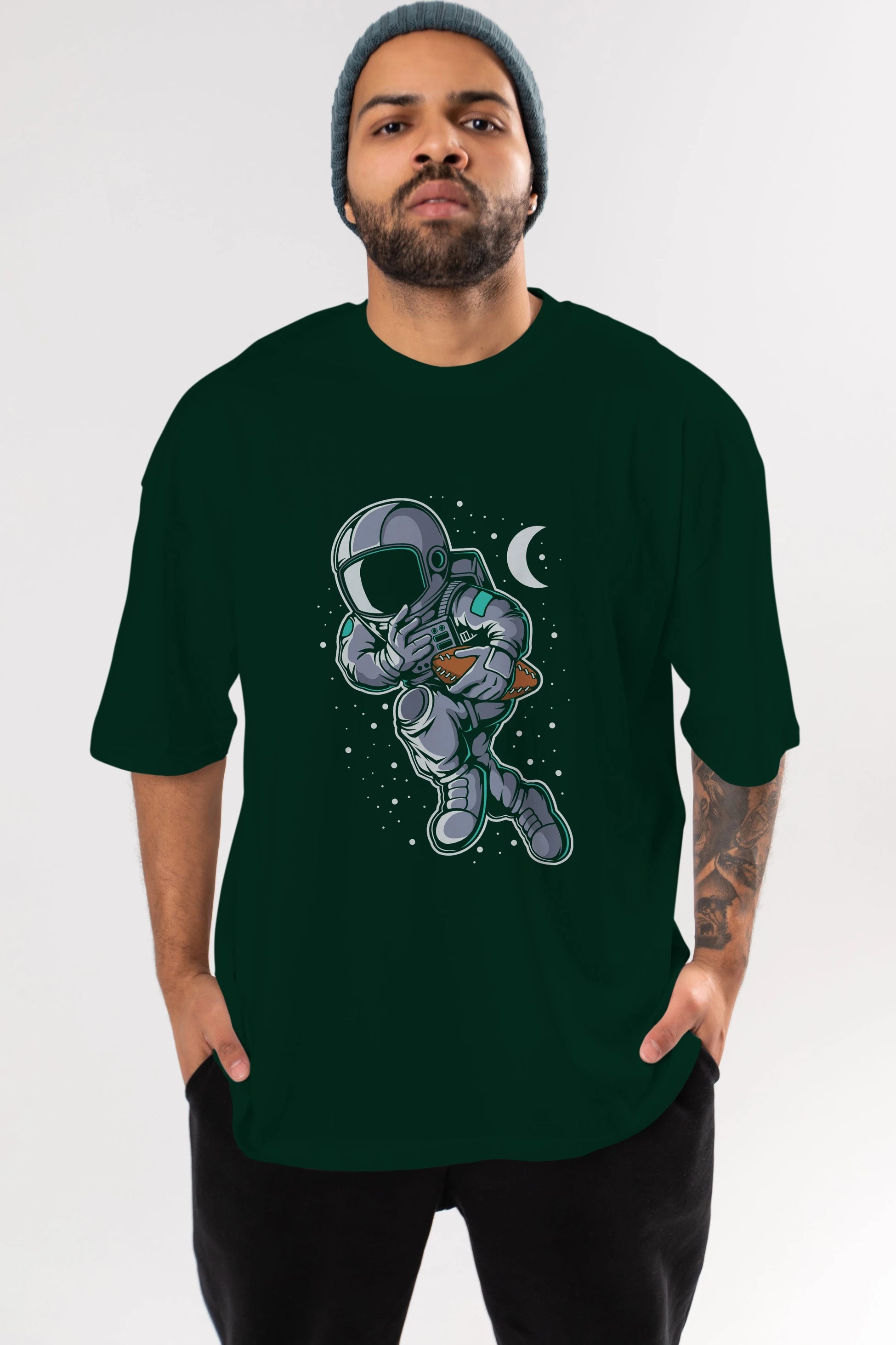 Astronaut Rugby Ön Baskılı Oversize t-shirt Erkek Kadın Unisex