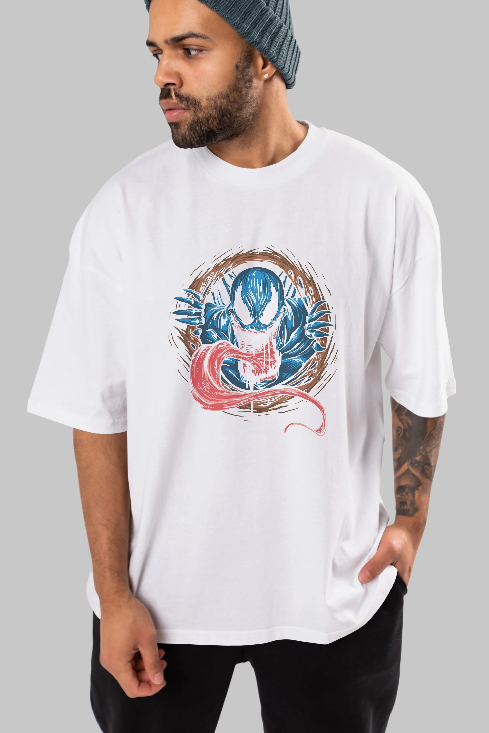 Venom (7) Ön Baskılı Oversize t-shirt Erkek Kadın Unisex %100 Pamuk Bisiklet Yaka tişort