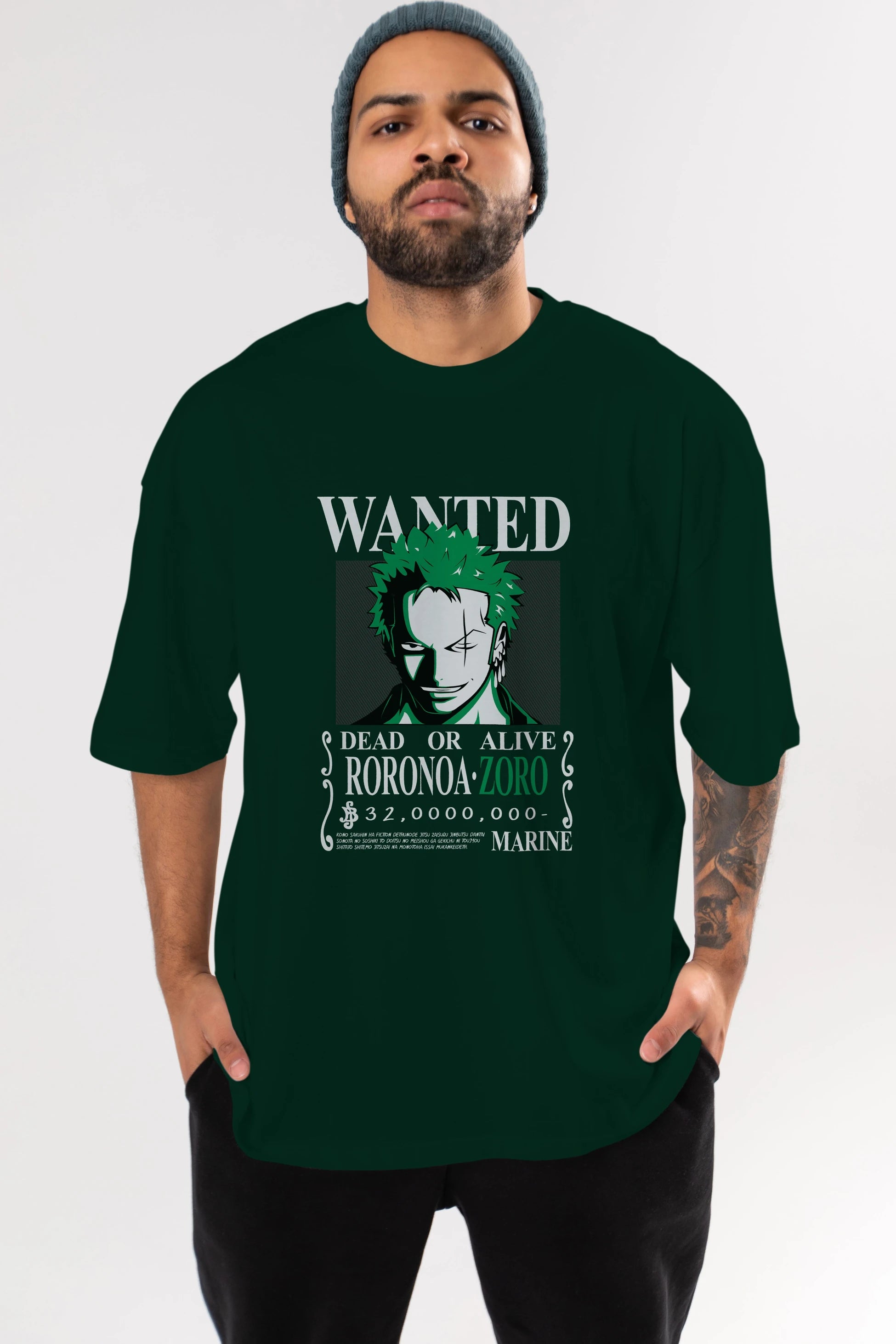 Roronoa Zoro Anime Ön Baskılı Oversize t-shirt Erkek Kadın Unisex