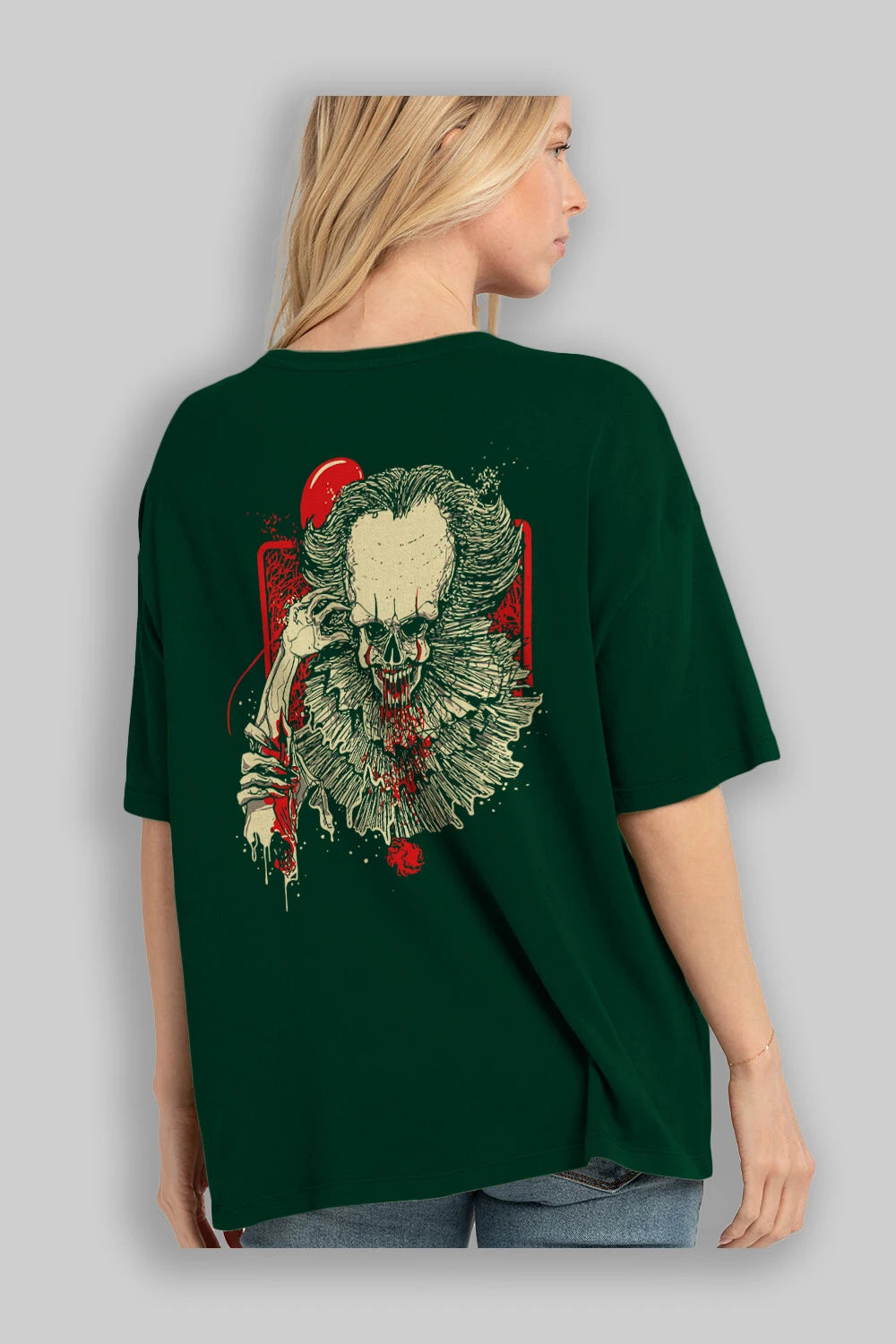it (2) Arka Baskılı Oversize t-shirt Erkek Kadın Unisex %100 Pamuk Bisiklet Yaka tişort
