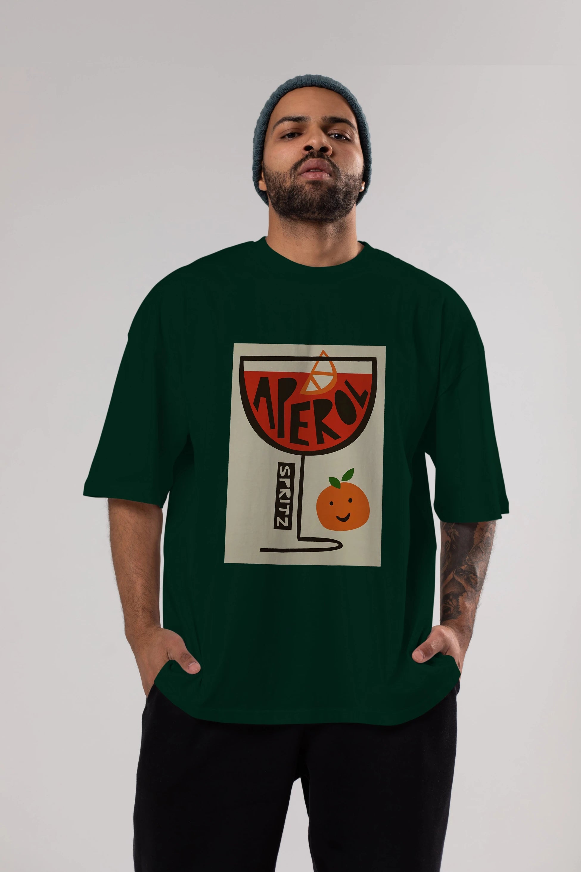 Aperol Spritz 9 Ön Baskılı Oversize t-shirt Erkek Kadın Unisex %100 Pamuk Bisiklet Yaka tişort