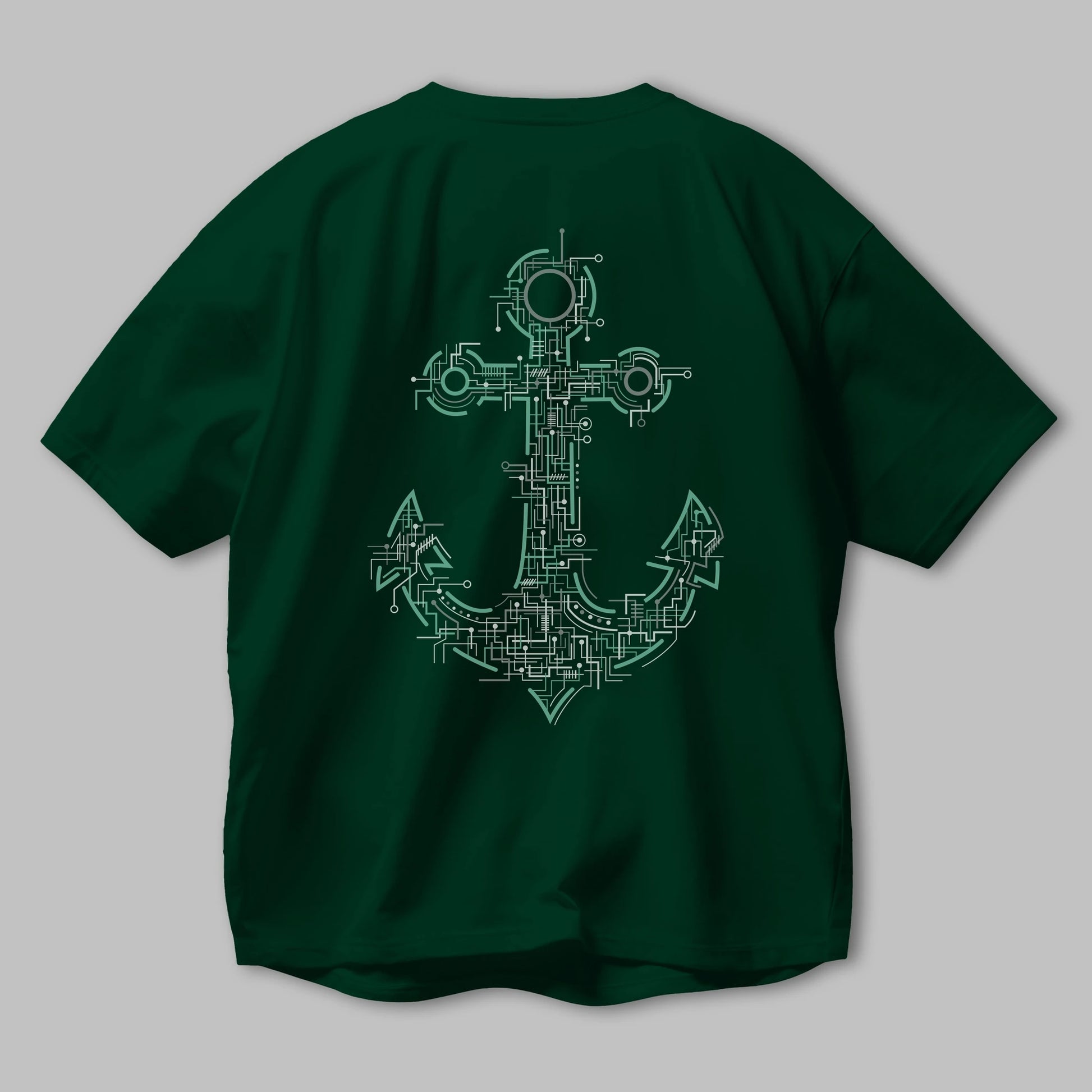 Electric Anchor Arka Baskılı Oversize t-shirt %100 pamuk Erkek Kadın Unisex