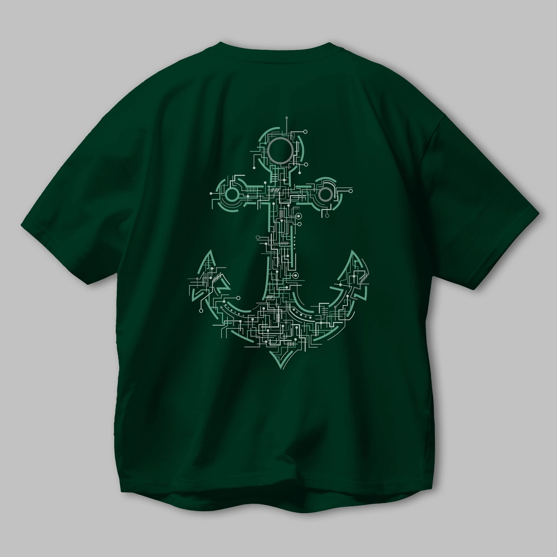 Electric Anchor Arka Baskılı Oversize t-shirt %100 pamuk Erkek Kadın Unisex