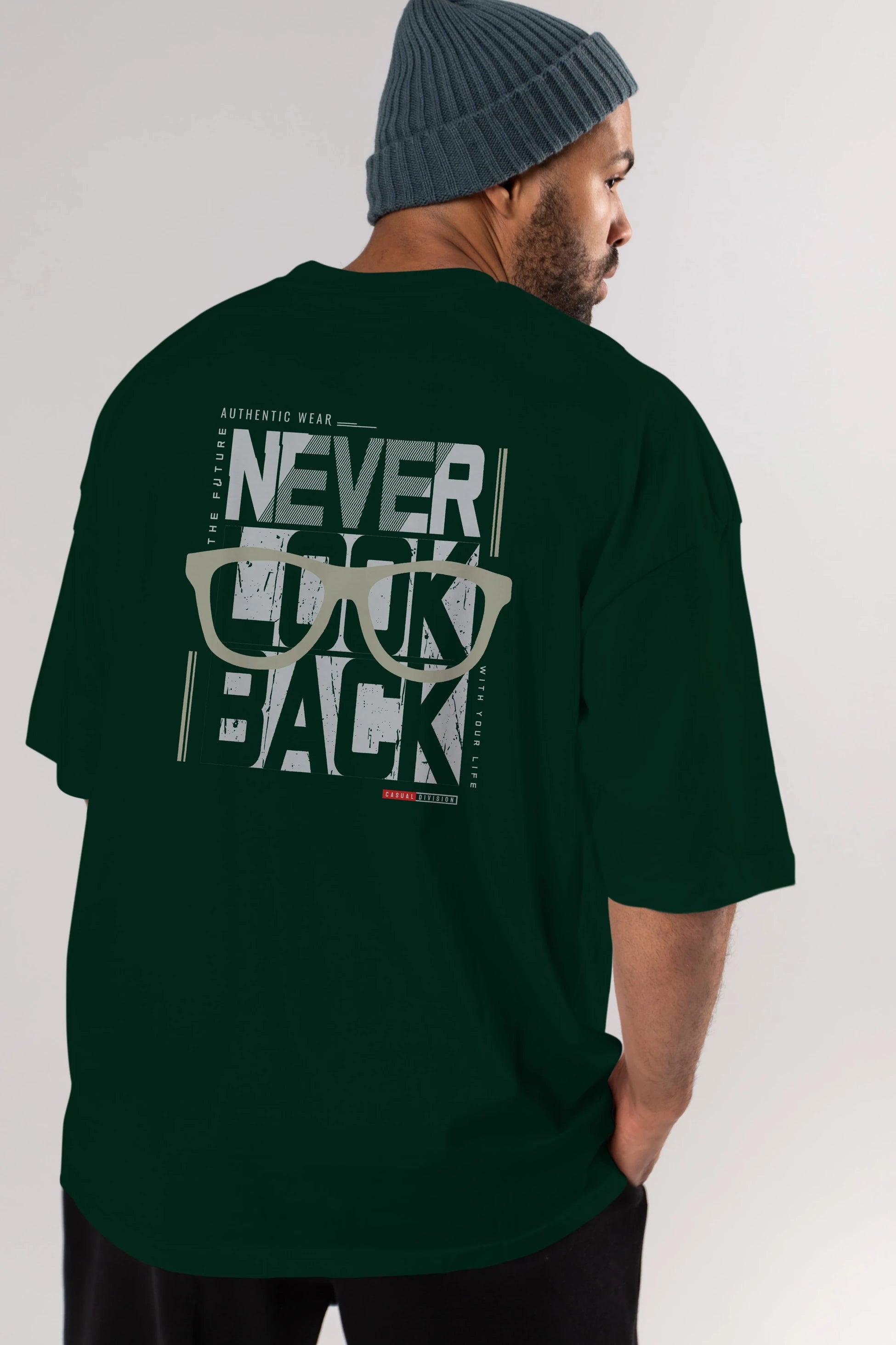 Never Look Back Arka Baskılı Oversize t-shirt Erkek Kadın Unisex